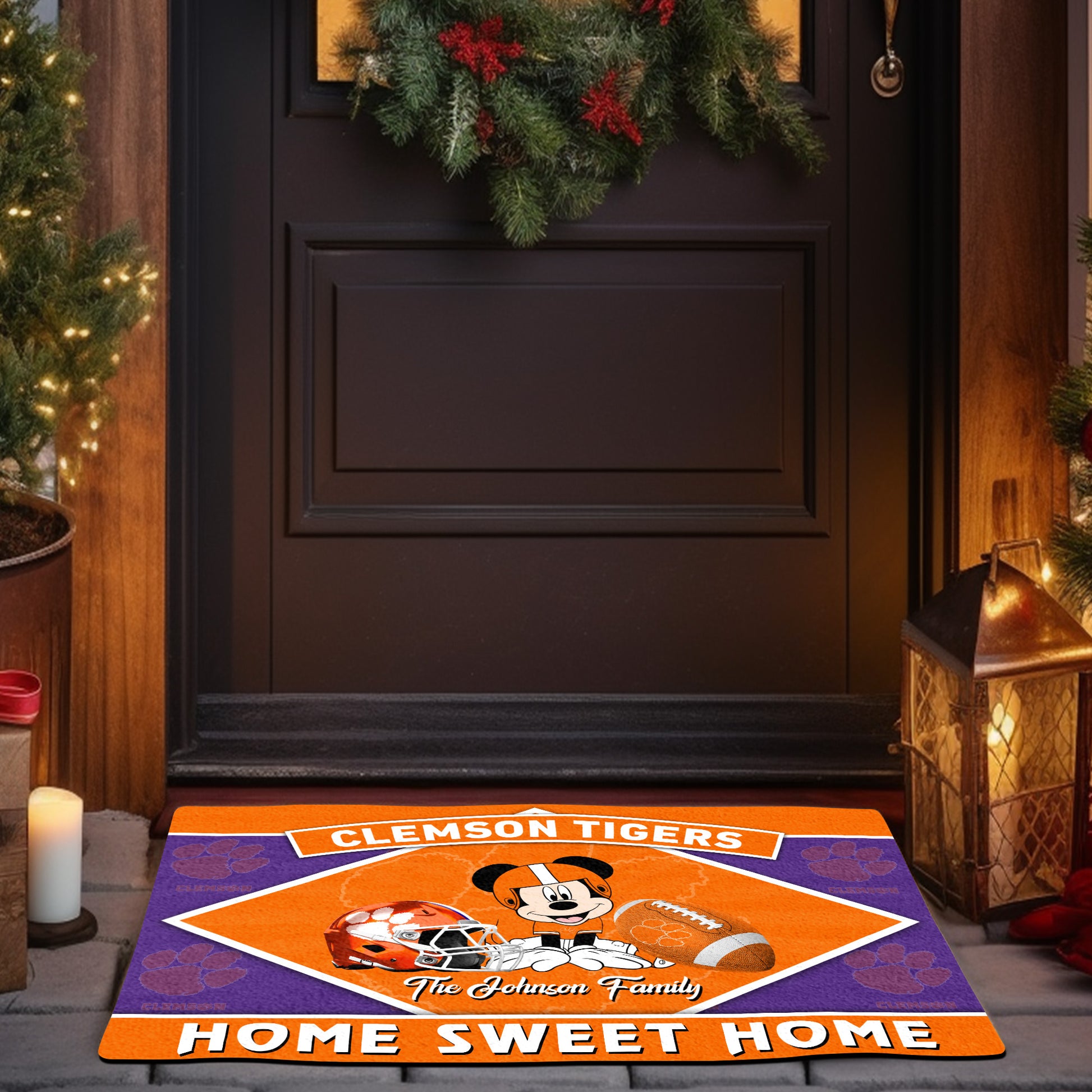 Clemson Tigers Doormat Custom Your Family Name, Sport Team And MK Doormat, FootBall Fan Gifts EHIVM-52722