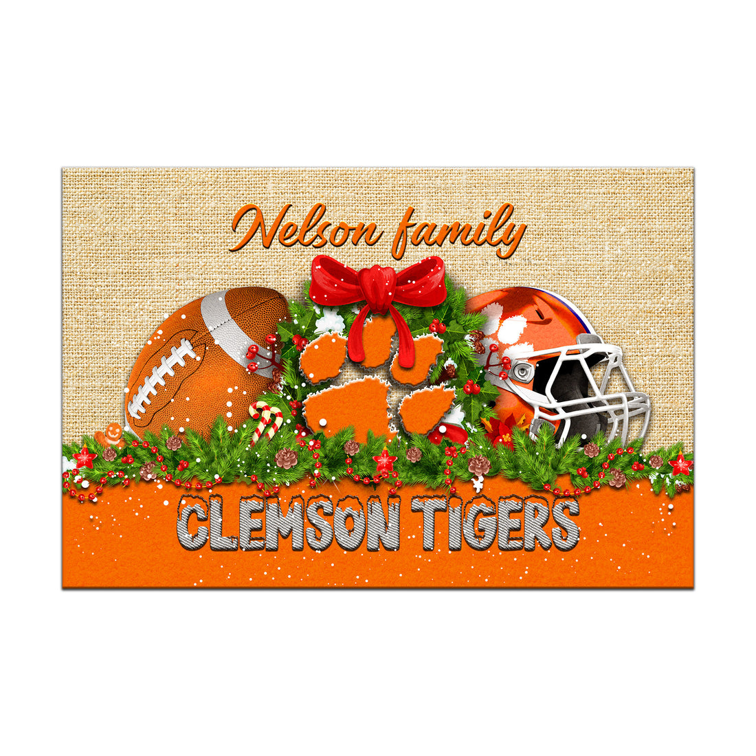 Clemson Tigers Doormat Personalized Your Name, Sport Team Doormat, Christmas Gifts For Football Fan, Home Decor ETHY-52726