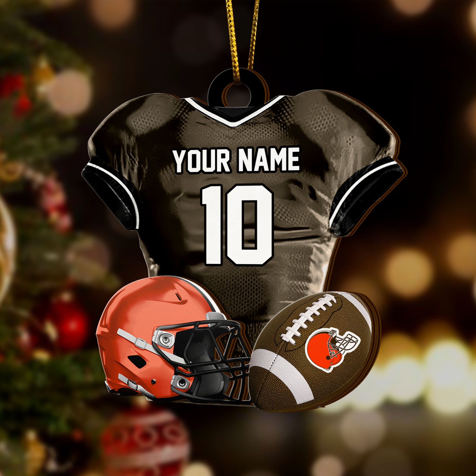 Cleveland Browns 2 Layered Piece Wooden Ornament Custom Name And Number, Sport Team Ornament, Sport Gifts ETRG-52175