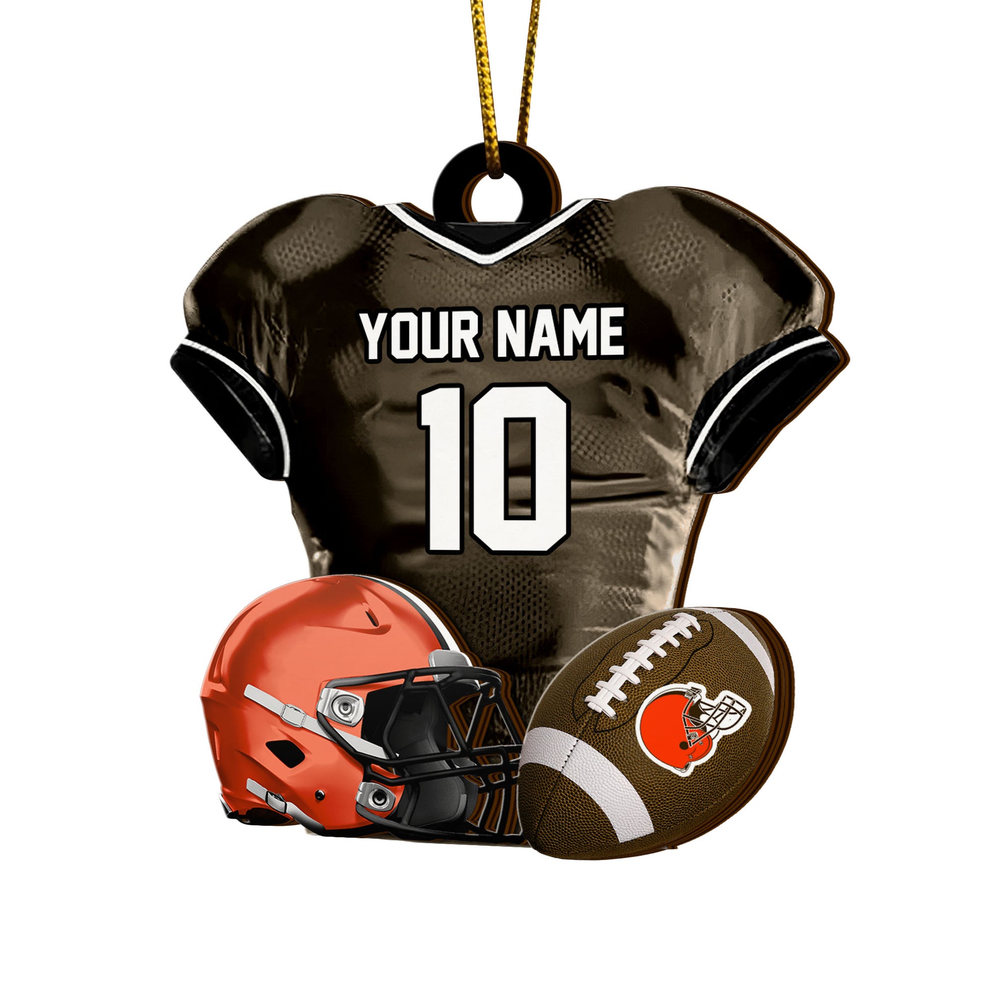 Cleveland Browns 2 Layered Piece Wooden Ornament Custom Name And Number, Sport Team Ornament, Sport Gifts ETRG-52175