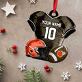 Cleveland Browns 2 Layered Piece Wooden Ornament Custom Name And Number, Sport Team Ornament, Sport Gifts ETRG-52175