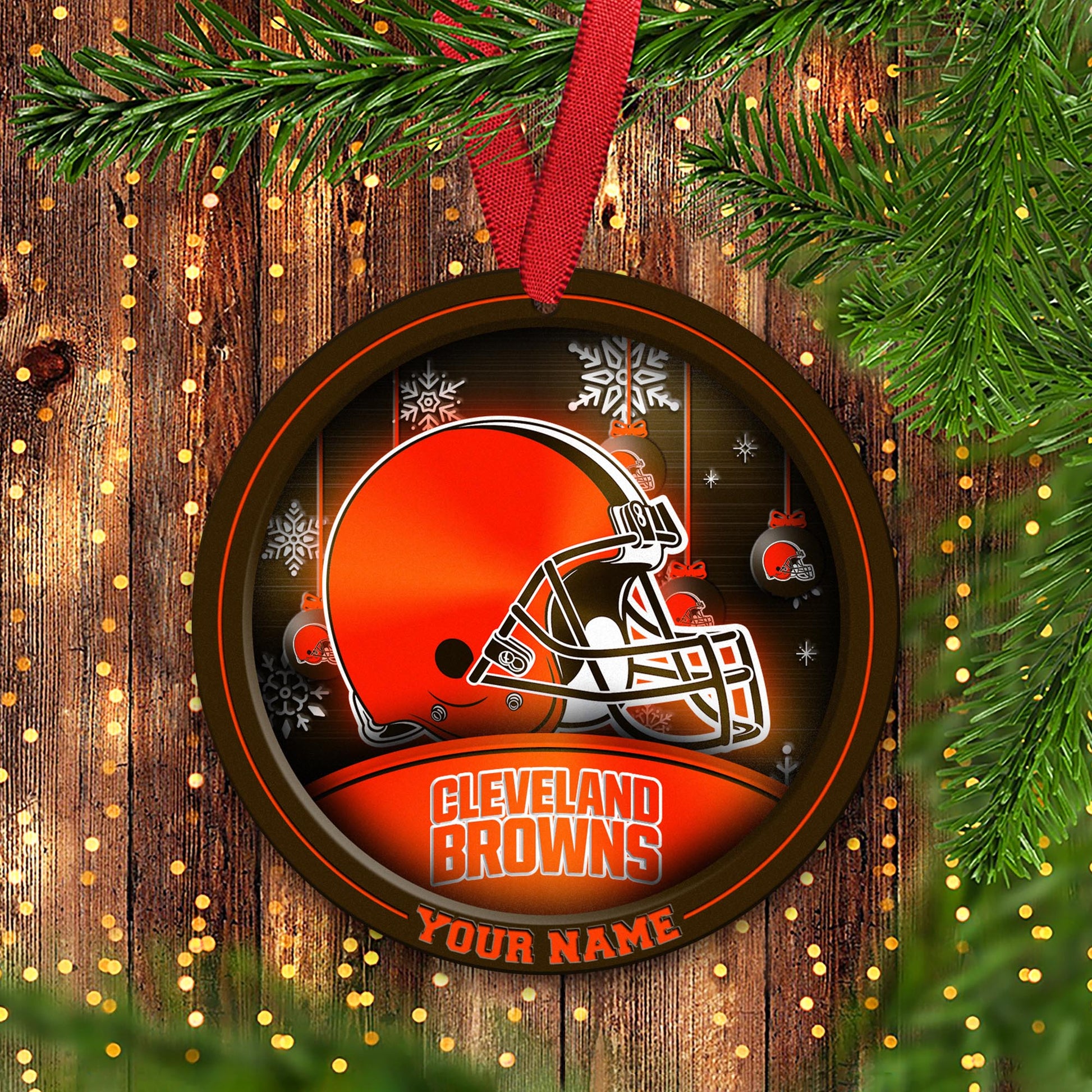 Cleveland Browns Circle Aluminium Custom Ornament 2 Side Trending New Arrivals H52912 ETUG311023