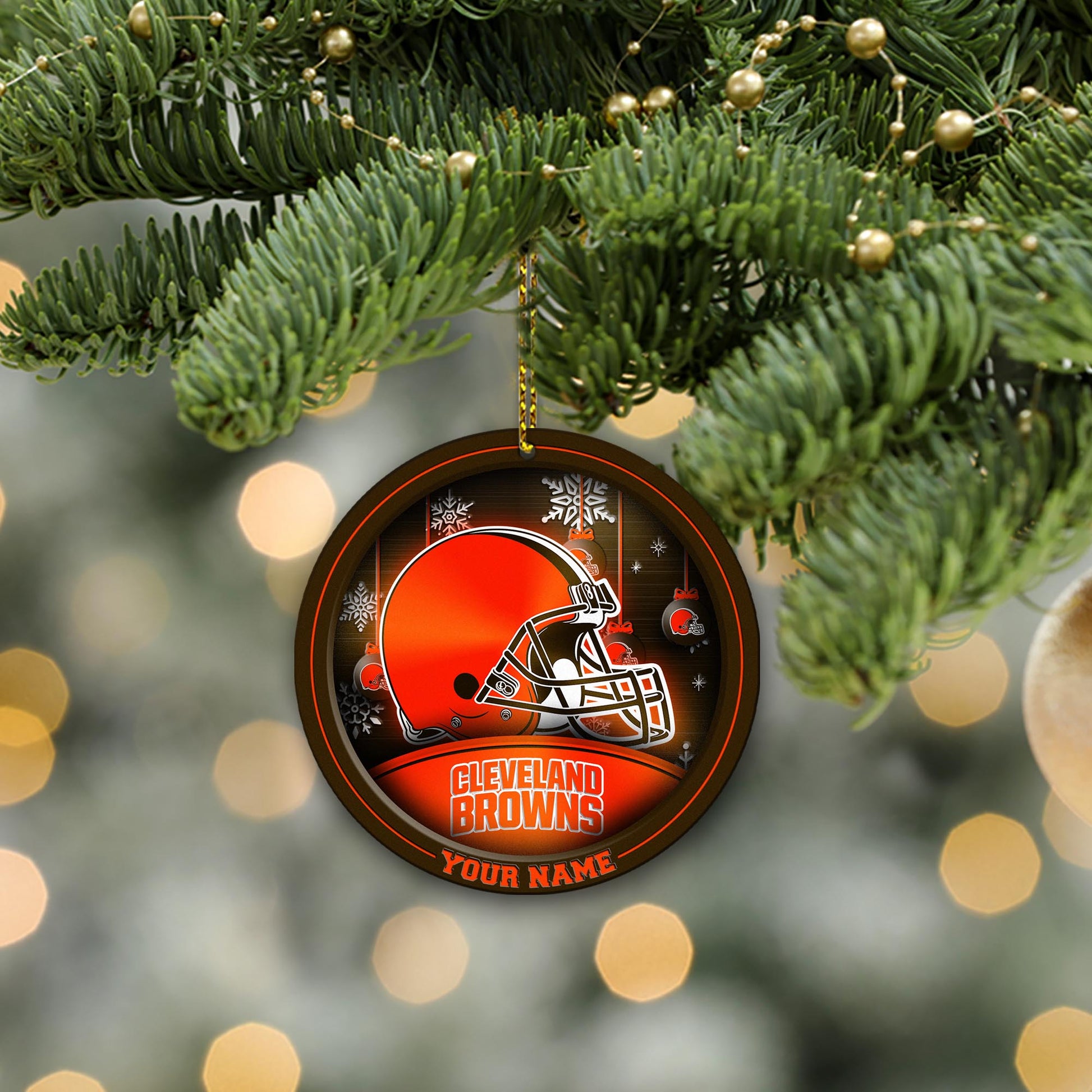 Cleveland Browns Circle Aluminium Custom Ornament 2 Side Trending New Arrivals H52912 ETUG311023