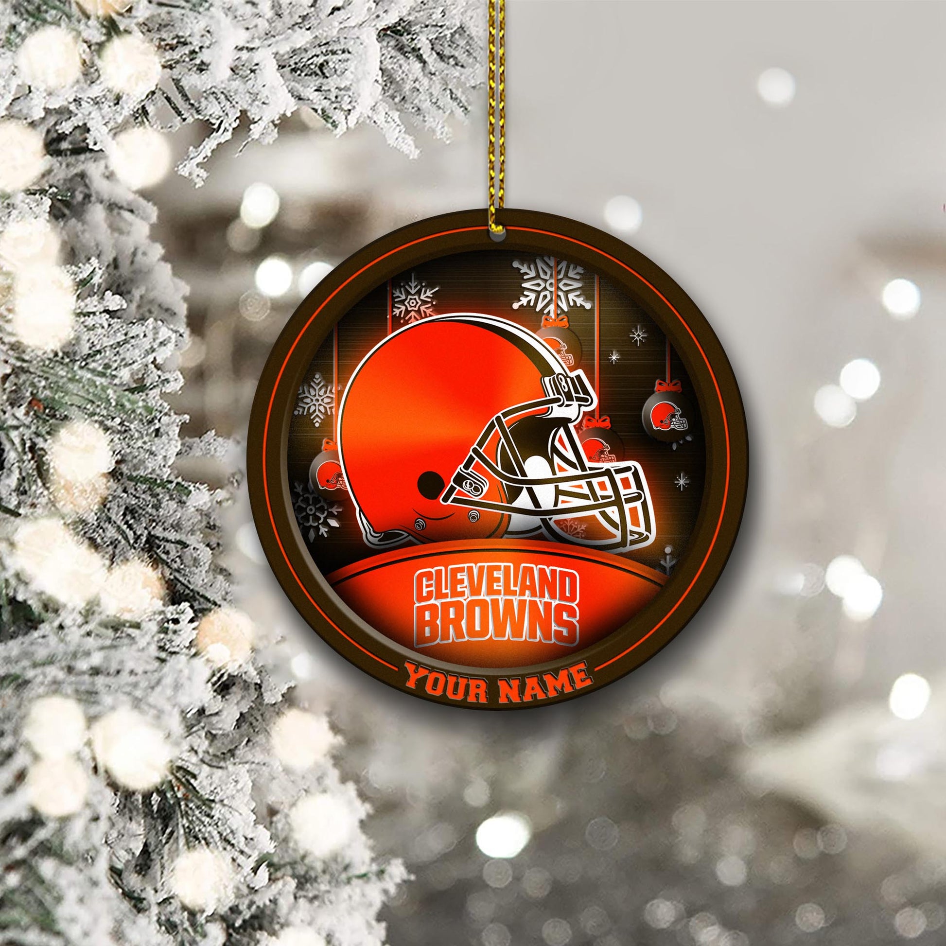 Cleveland Browns Circle Aluminium Custom Ornament 2 Side Trending New Arrivals H52912 ETUG311023
