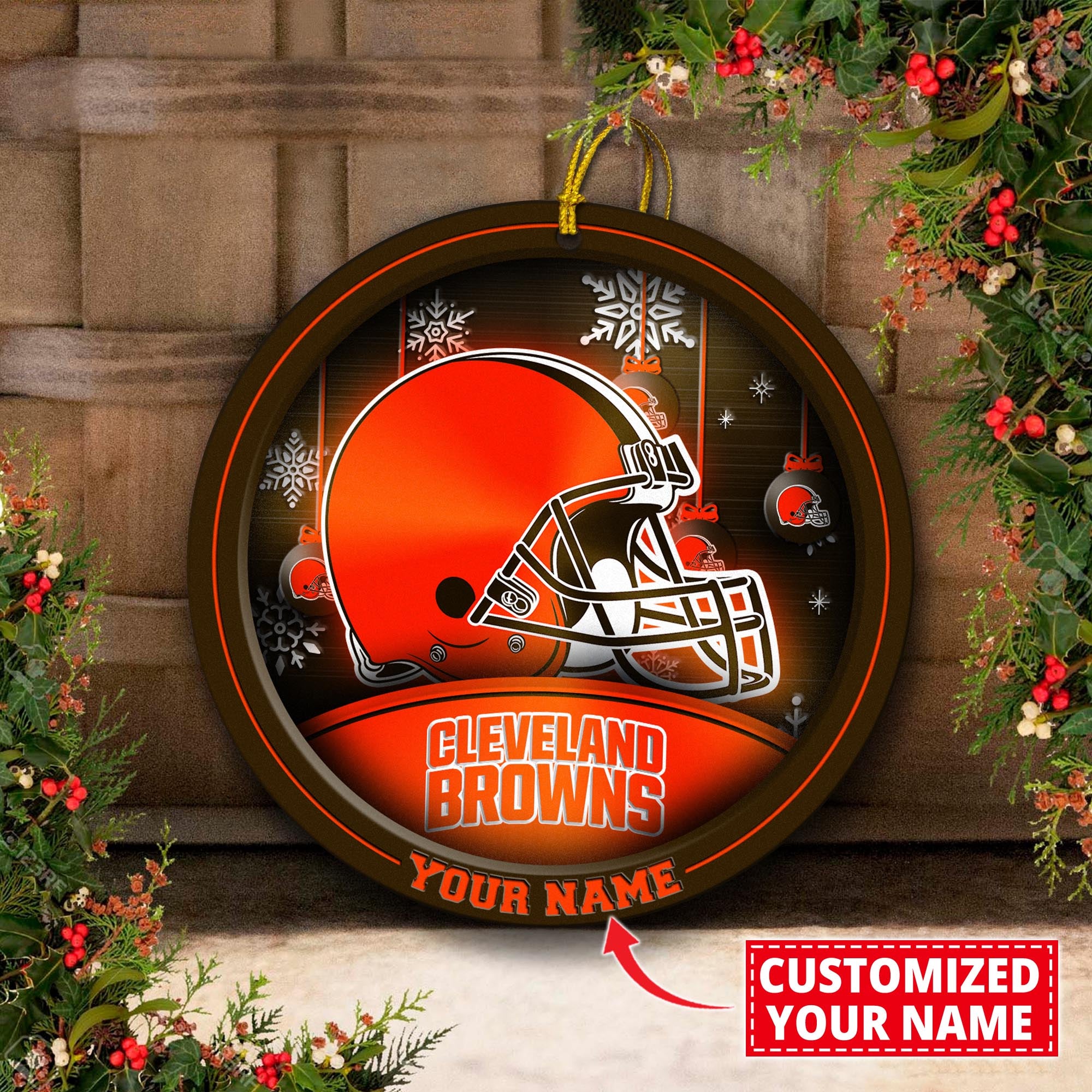 Cleveland Browns Circle Aluminium Custom Ornament 2 Side Trending New Arrivals H52912 ETUG311023