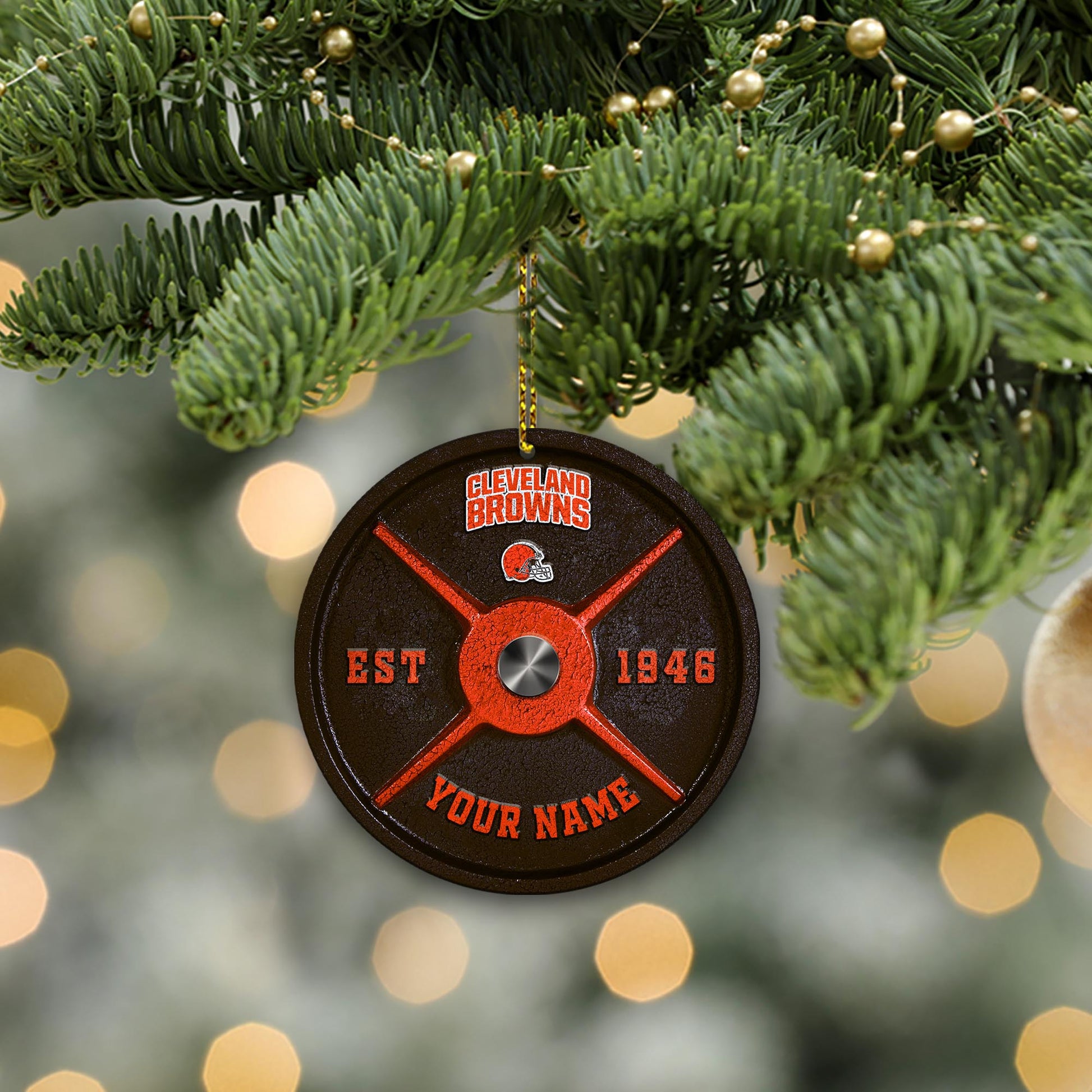 Cleveland Browns Fitness Circle Aluminium Custom Ornament 2 Side Trending New Arrivals H52884 ETUG311023