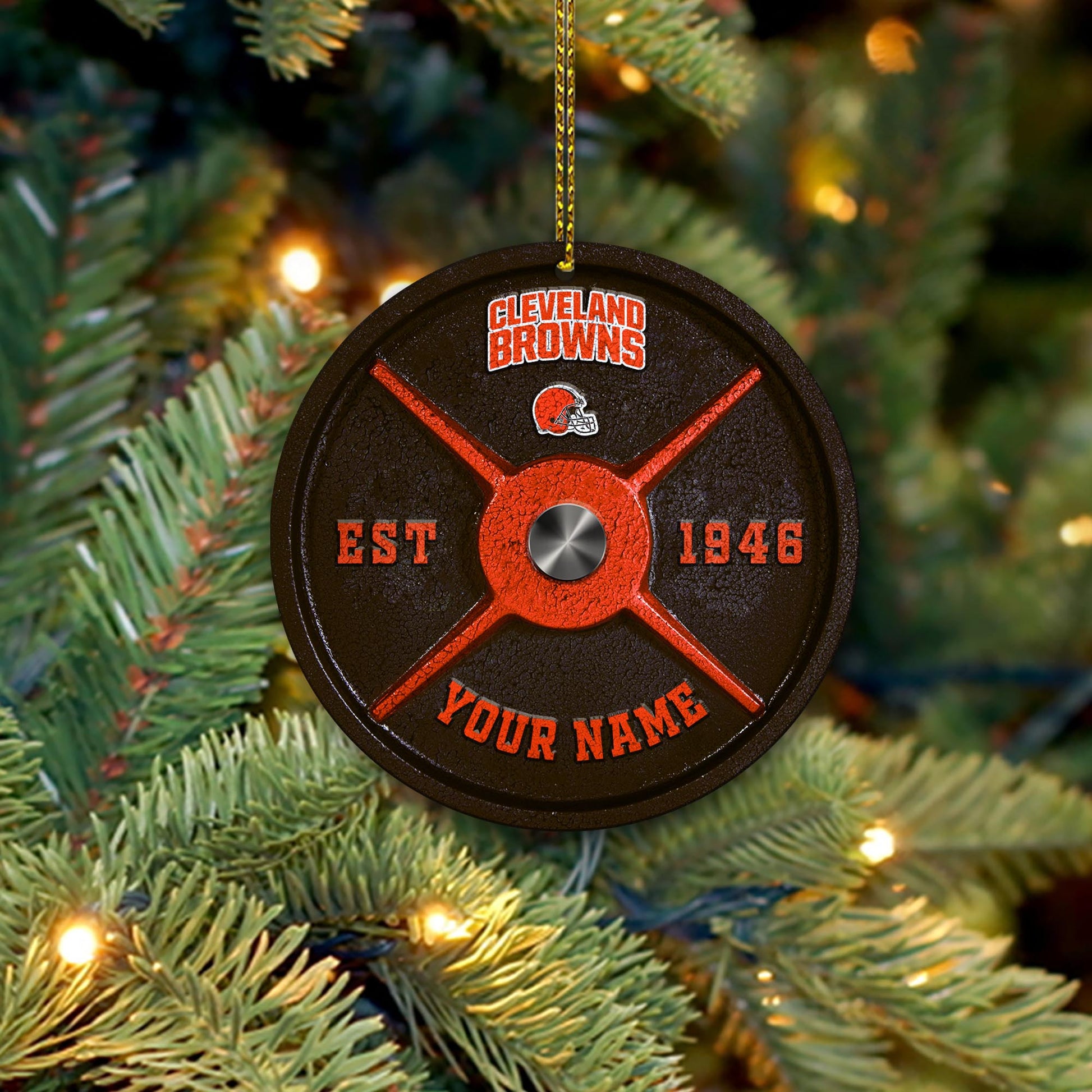 Cleveland Browns Fitness Circle Aluminium Custom Ornament 2 Side Trending New Arrivals H52884 ETUG311023