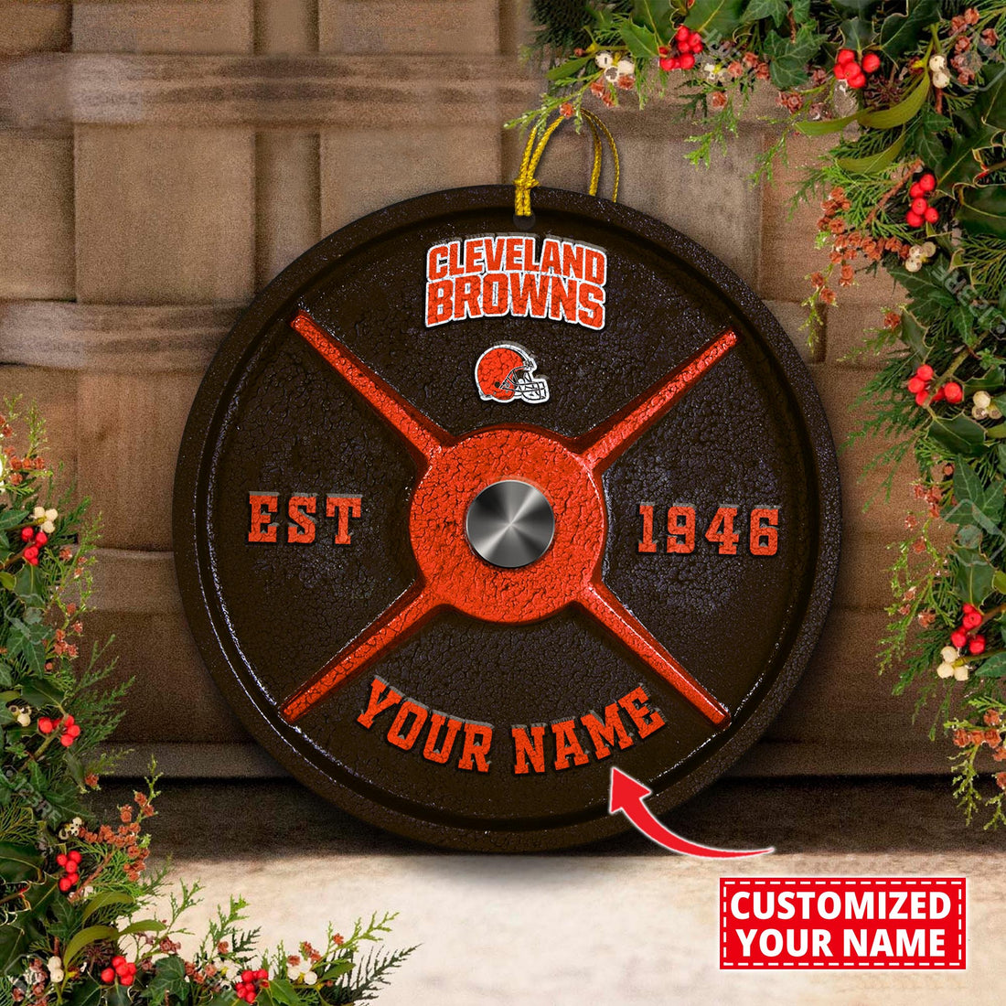 Cleveland Browns Fitness Circle Aluminium Custom Ornament 2 Side Trending New Arrivals H52884 ETUG311023