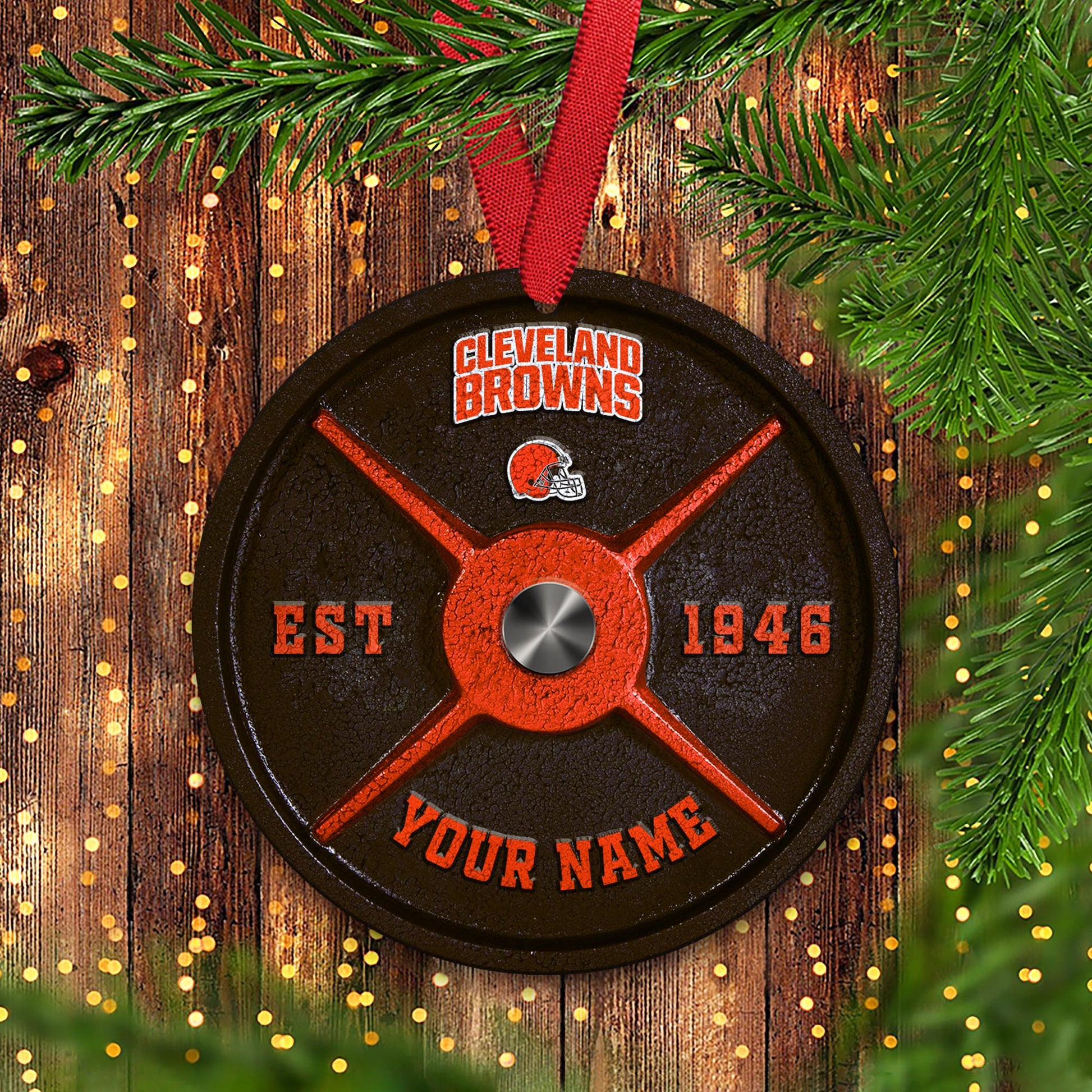Cleveland Browns Fitness Circle Aluminium Custom Ornament 2 Side Trending New Arrivals H52884 ETUG311023