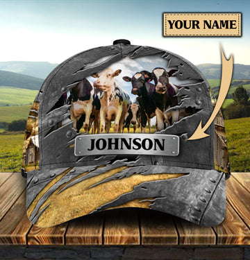 Personalized Cow Classic Cap, Personalized Gift for Farmers, Cow Lovers, Chicken Lovers - CP131CT - BMGifts