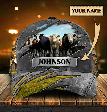 Personalized Cow Classic Cap, Personalized Gift for Farmers, Cow Lovers, Chicken Lovers - CP134CT - BMGifts