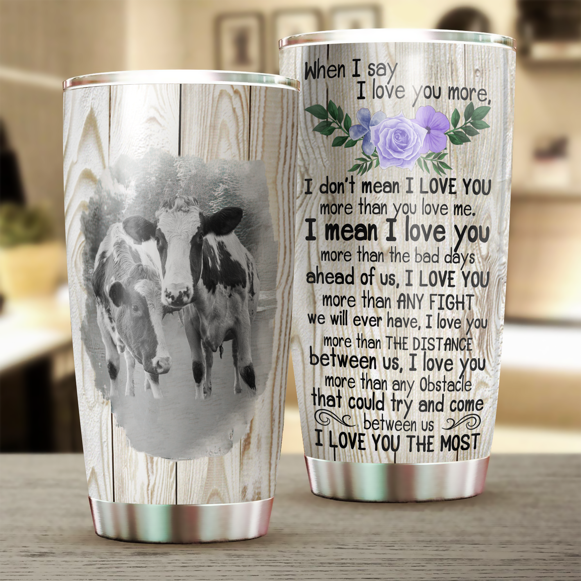 Cow Tumbler, Gift for Couples, Husband, Wife, Parents, Lovers, Gift for Farmers, Cow Lovers, Chicken Lovers 20 OZ car mug cup