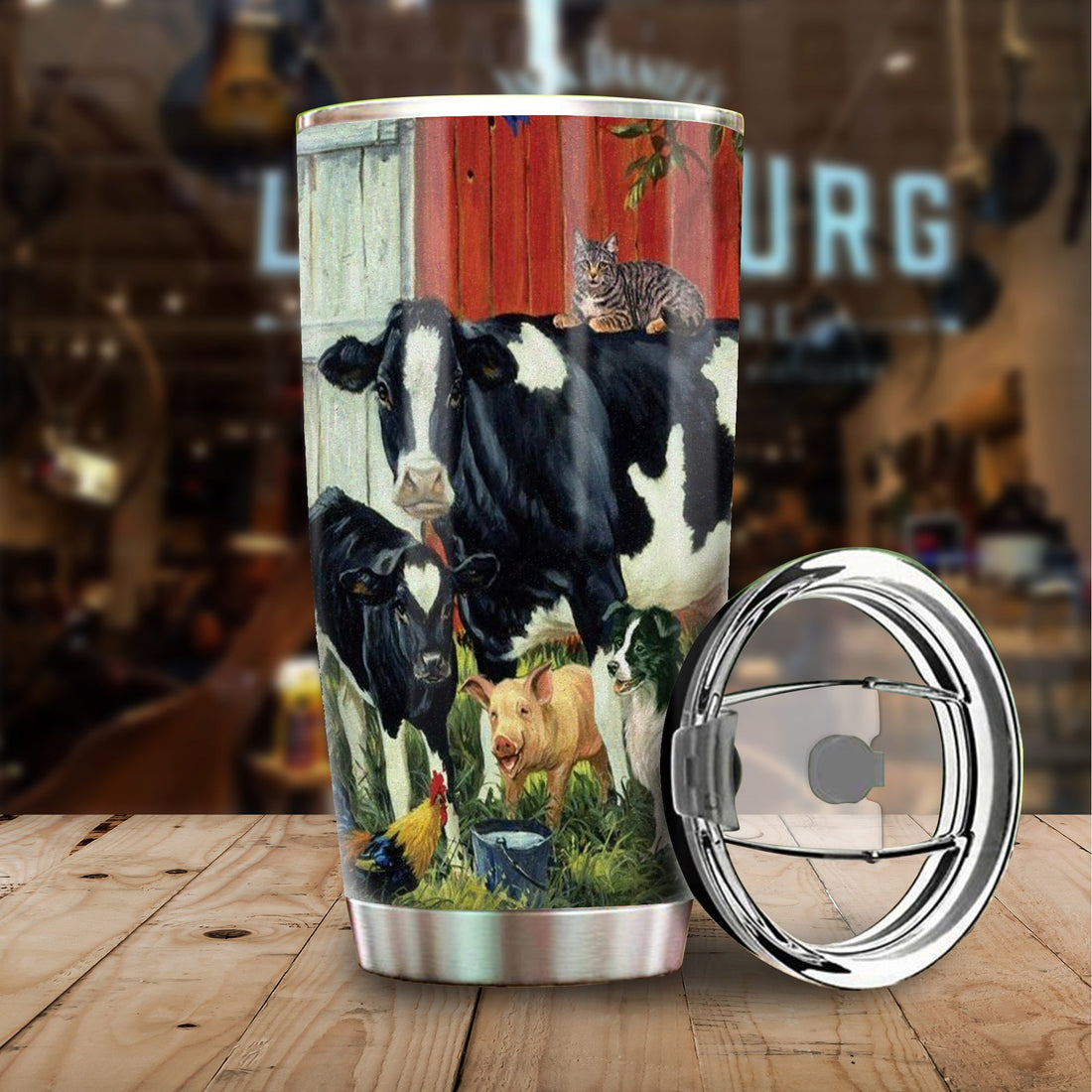 Cow Tumbler, Gift for Farmers, Cow Lovers, Chicken Lovers 20 OZ