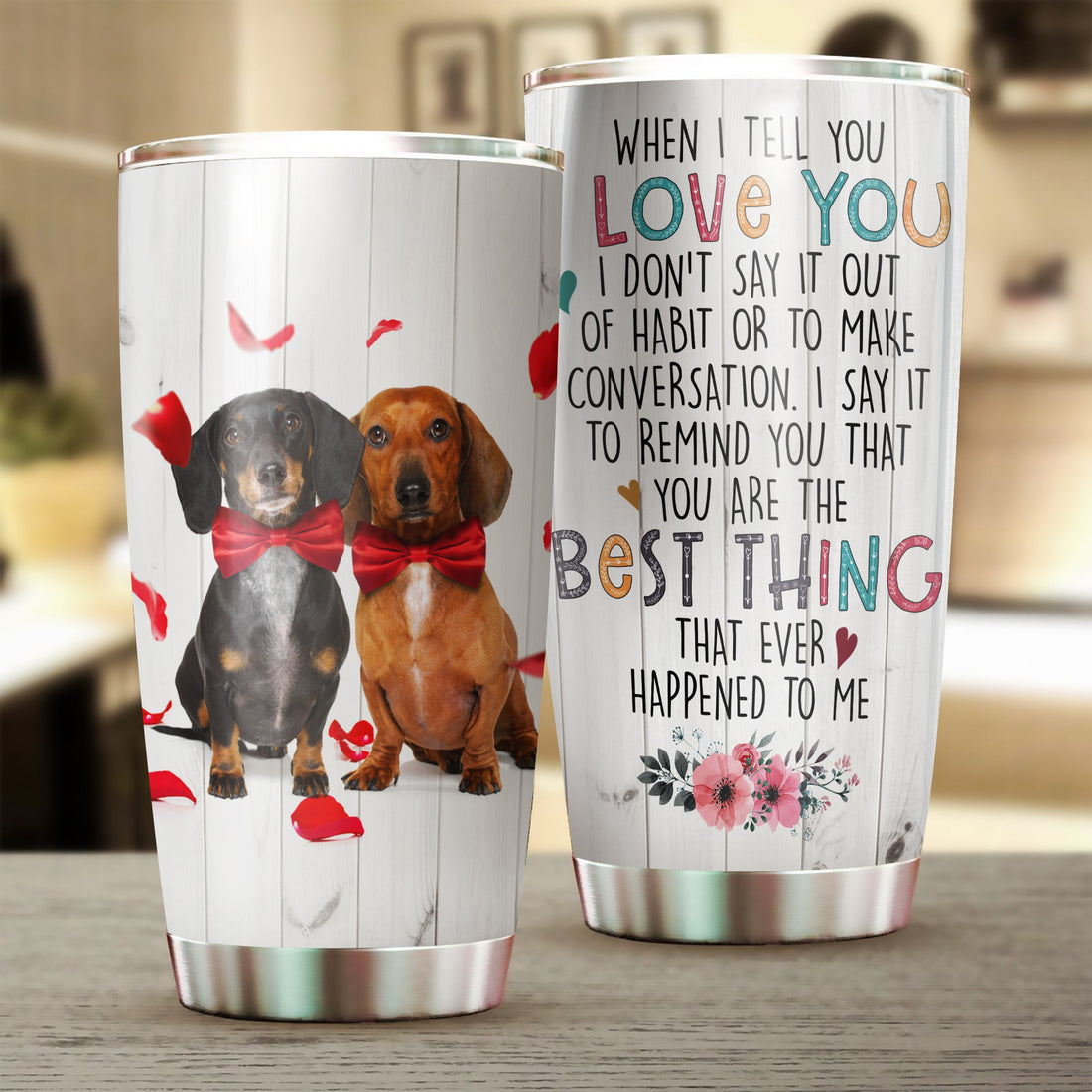 Dachshund Tumbler, Gift for Couples, Husband, Wife, Parents, Lovers, Gift for Dachshund Lovers 20 OZ car mug cup
