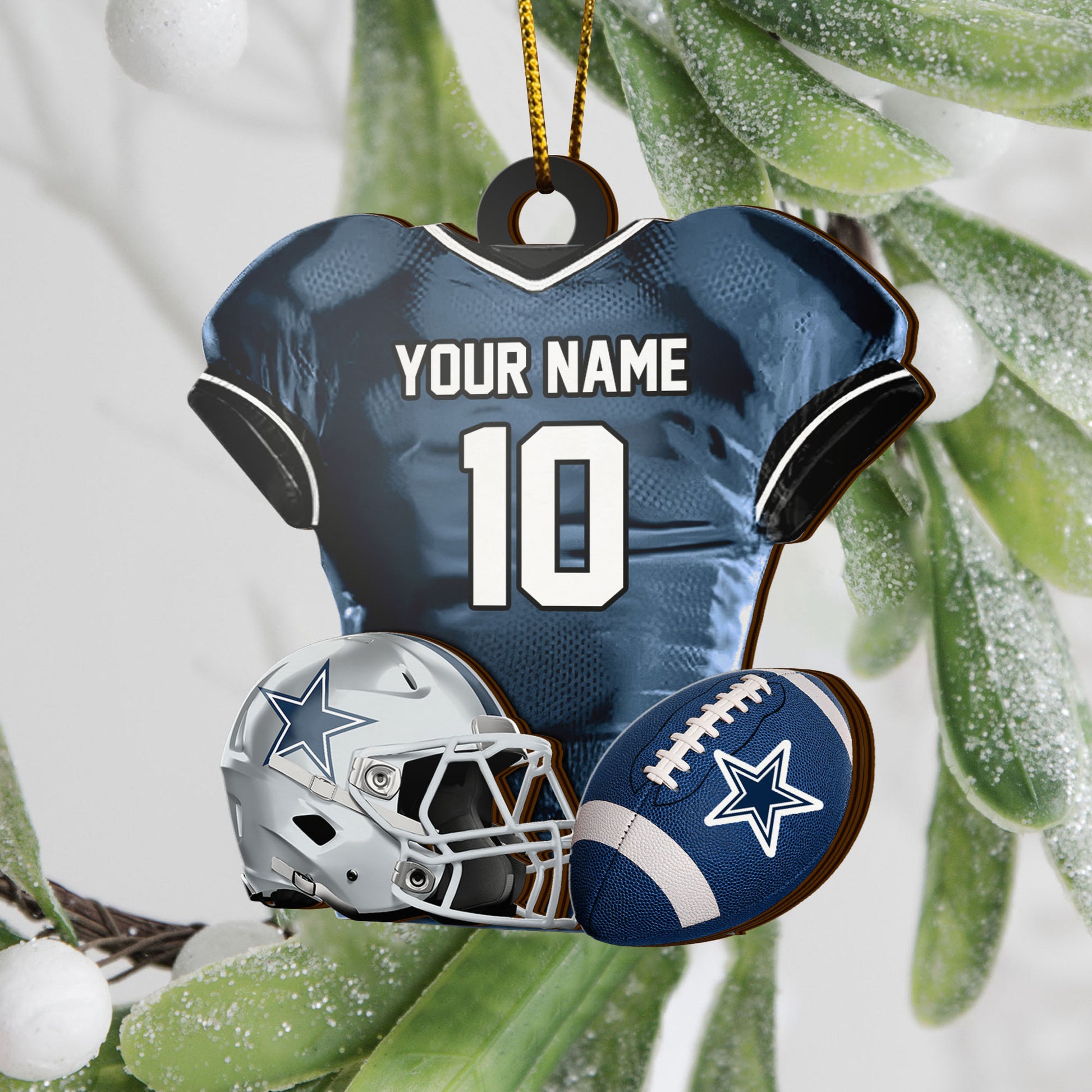 Dallas Cowboys 2 Layered Piece Wooden Ornament Custom Name And Number, Sport Team Ornament, Sport Gifts ETRG-52175
