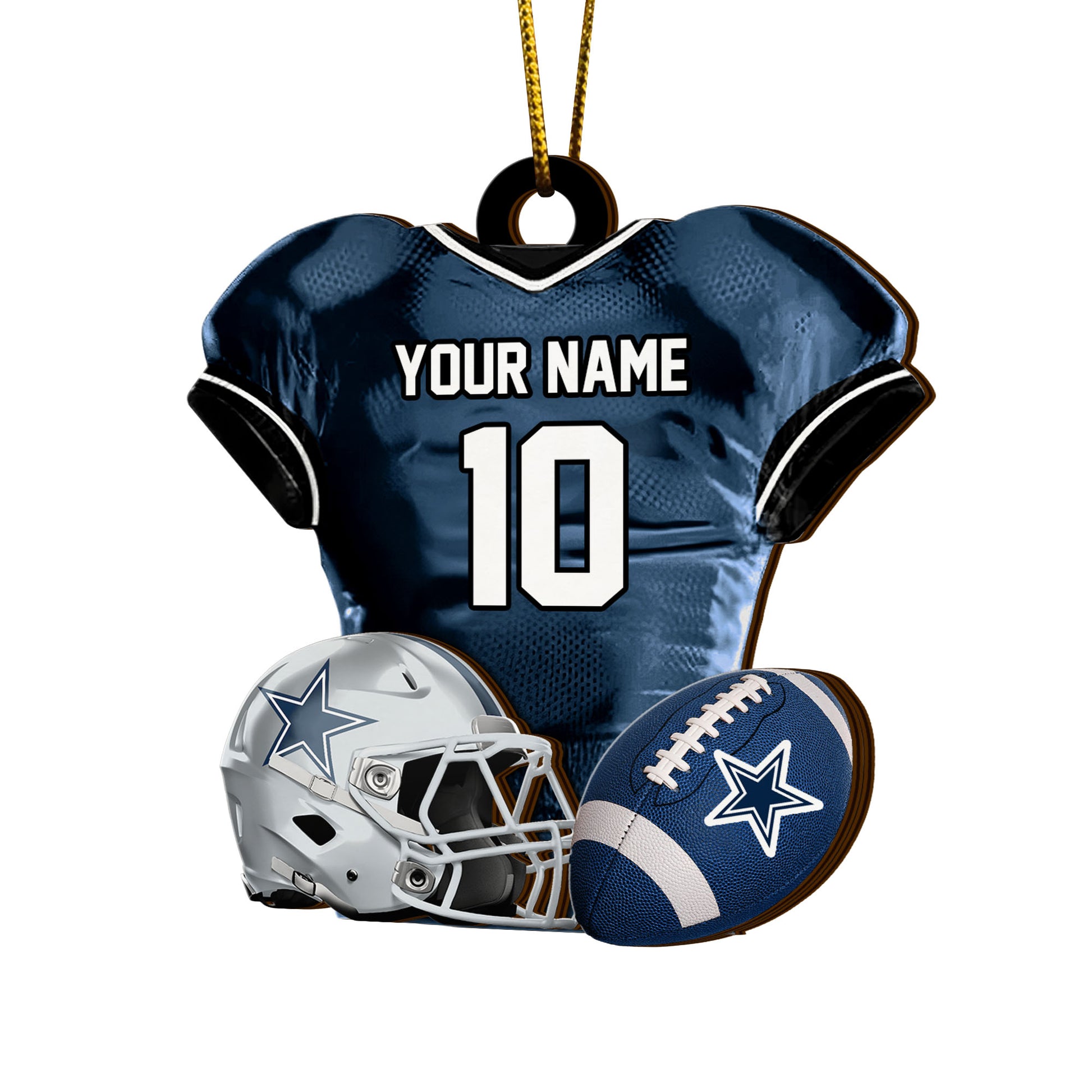 Dallas Cowboys 2 Layered Piece Wooden Ornament Custom Name And Number, Sport Team Ornament, Sport Gifts ETRG-52175