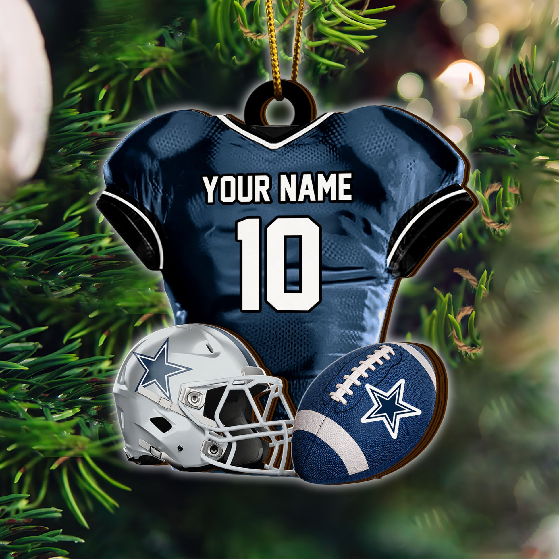 Dallas Cowboys 2 Layered Piece Wooden Ornament Custom Name And Number, Sport Team Ornament, Sport Gifts ETRG-52175