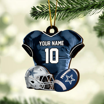 Dallas Cowboys 2 Layered Piece Wooden Ornament Custom Name And Number, Sport Team Ornament, Sport Gifts ETRG-52175