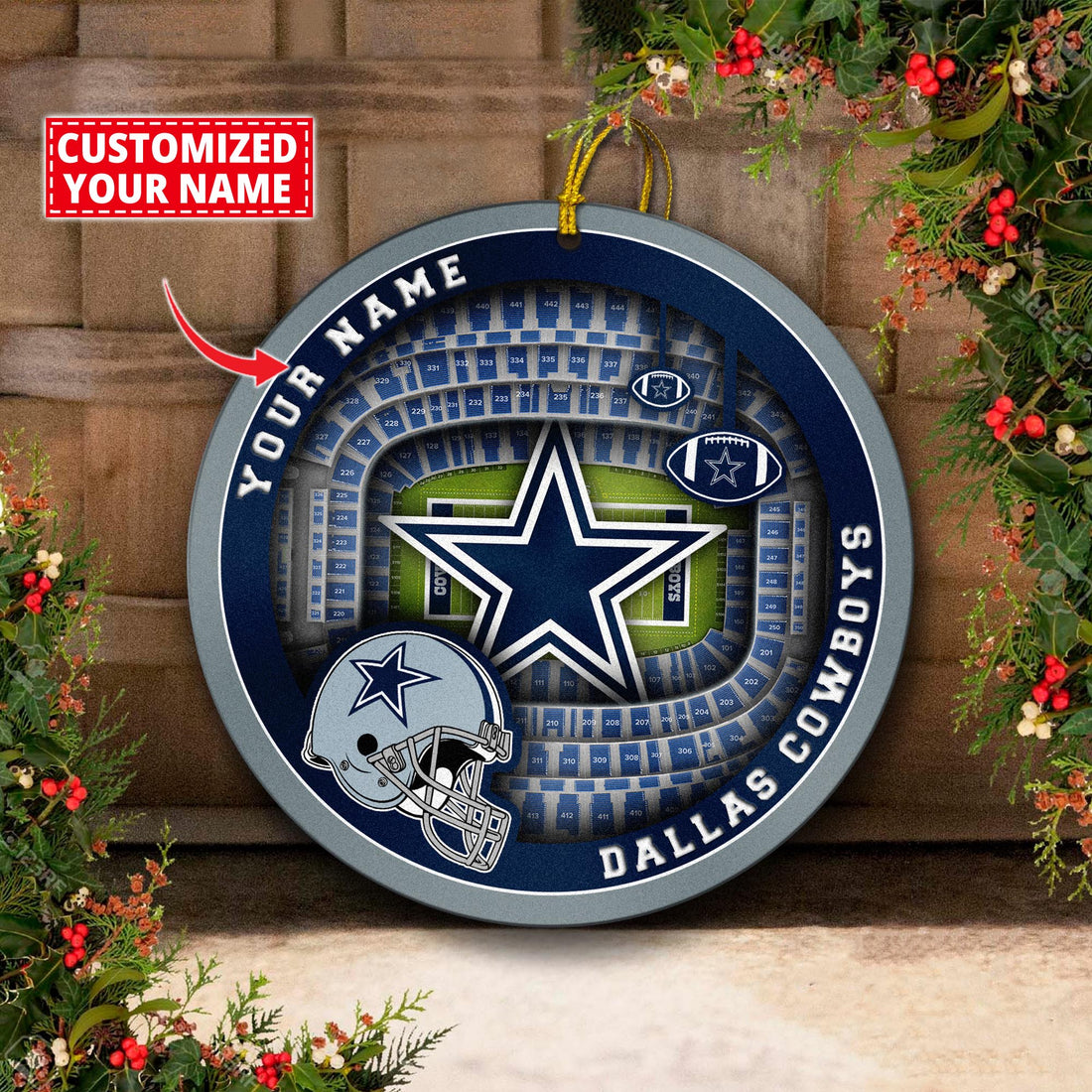 Dallas Cowboys Stadium Circle Aluminium Custom Ornament 2 Side Trending New Arrivals H52906 ETUG311023