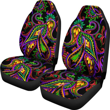 Dark Bohemian Paisley Pattern Print Universal Fit Car Seat Covers GearFrost