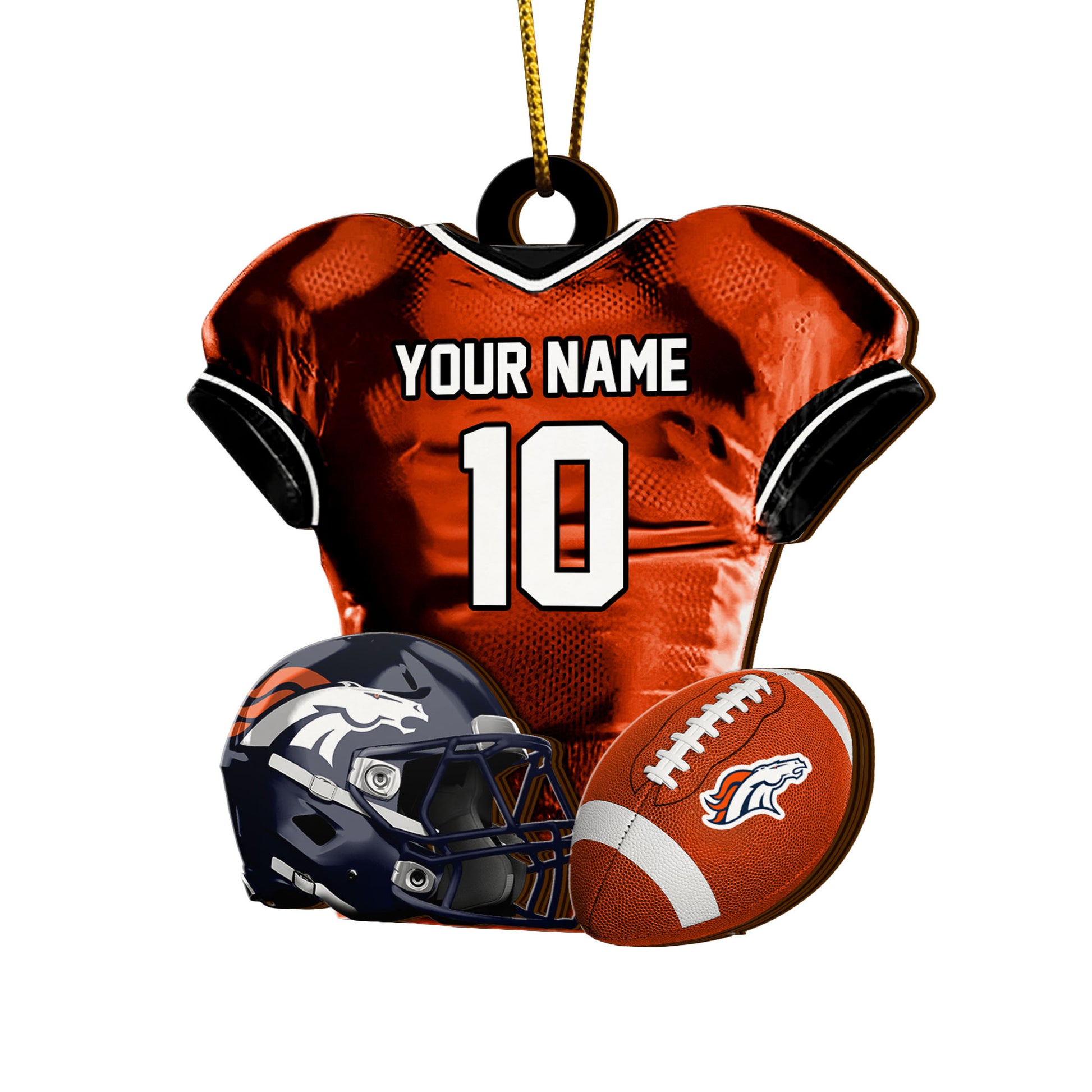 Denver Broncos 2 Layered Piece Wooden Ornament Custom Name And Number, Sport Team Ornament, Sport Gifts ETRG-52175
