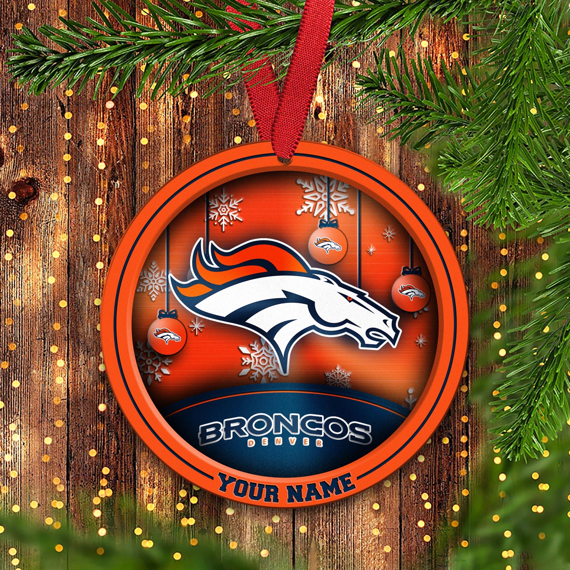 Denver Broncos Circle Aluminium Custom Ornament 2 Side Trending New Arrivals H52912 ETUG311023