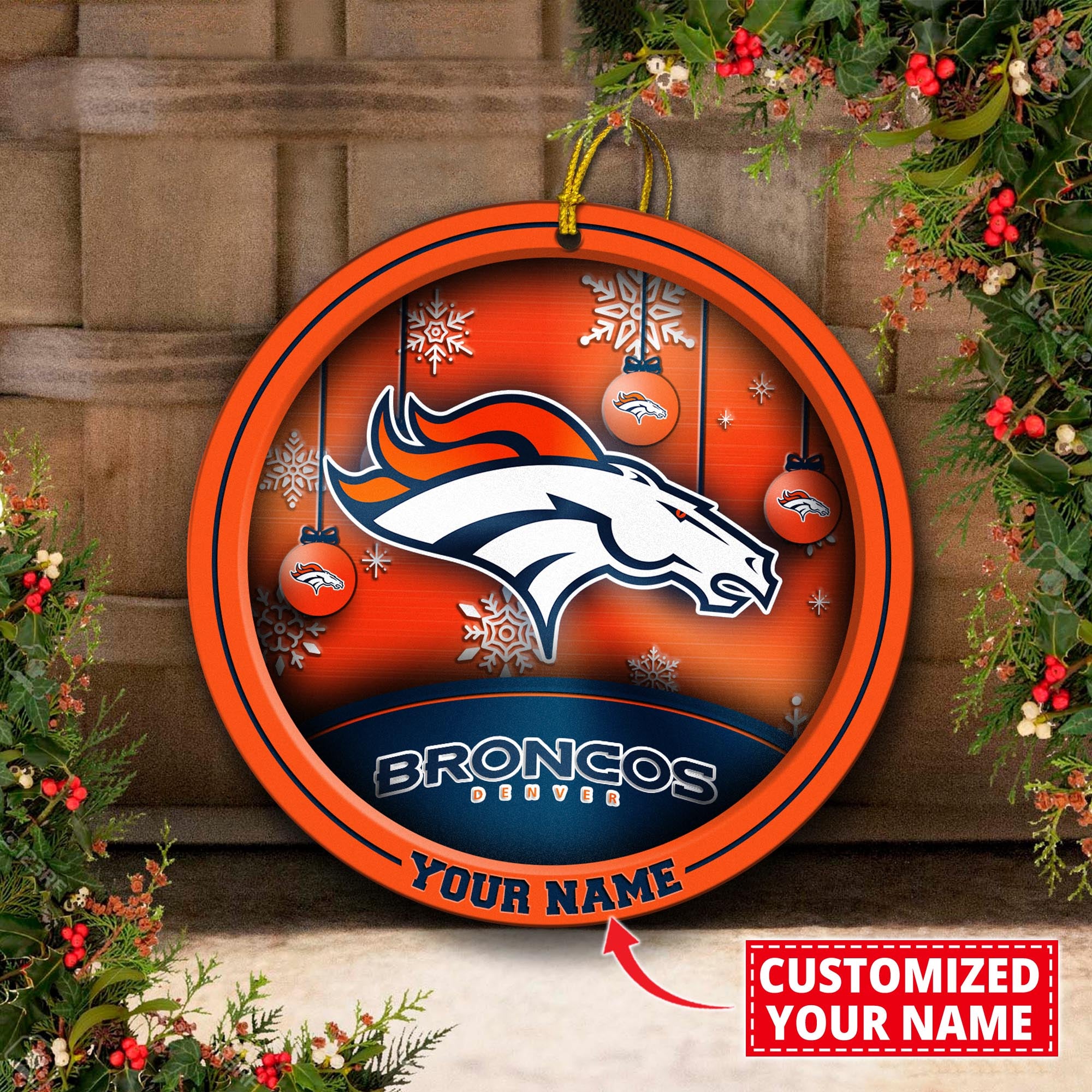 Denver Broncos Circle Aluminium Custom Ornament 2 Side Trending New Arrivals H52912 ETUG311023