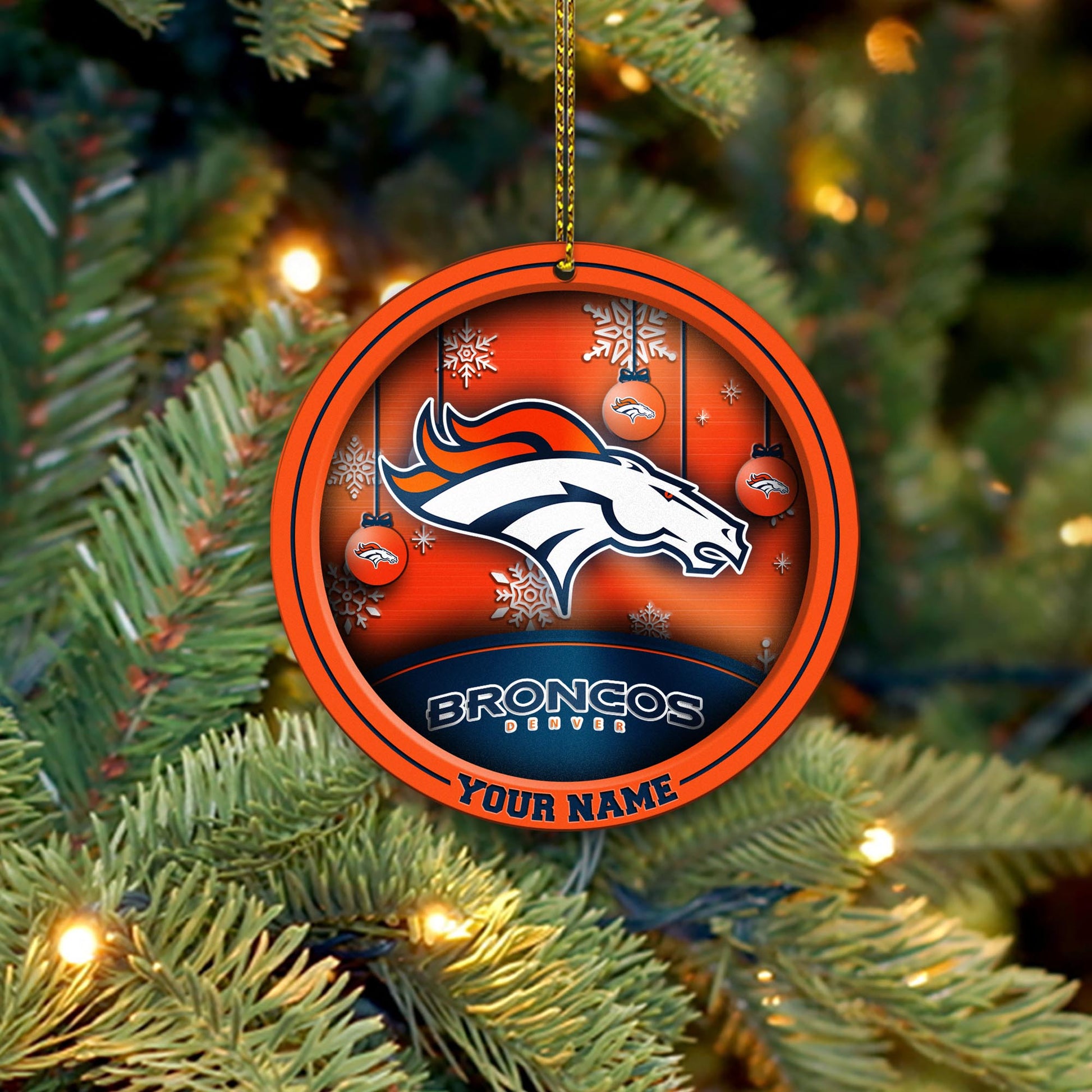 Denver Broncos Circle Aluminium Custom Ornament 2 Side Trending New Arrivals H52912 ETUG311023