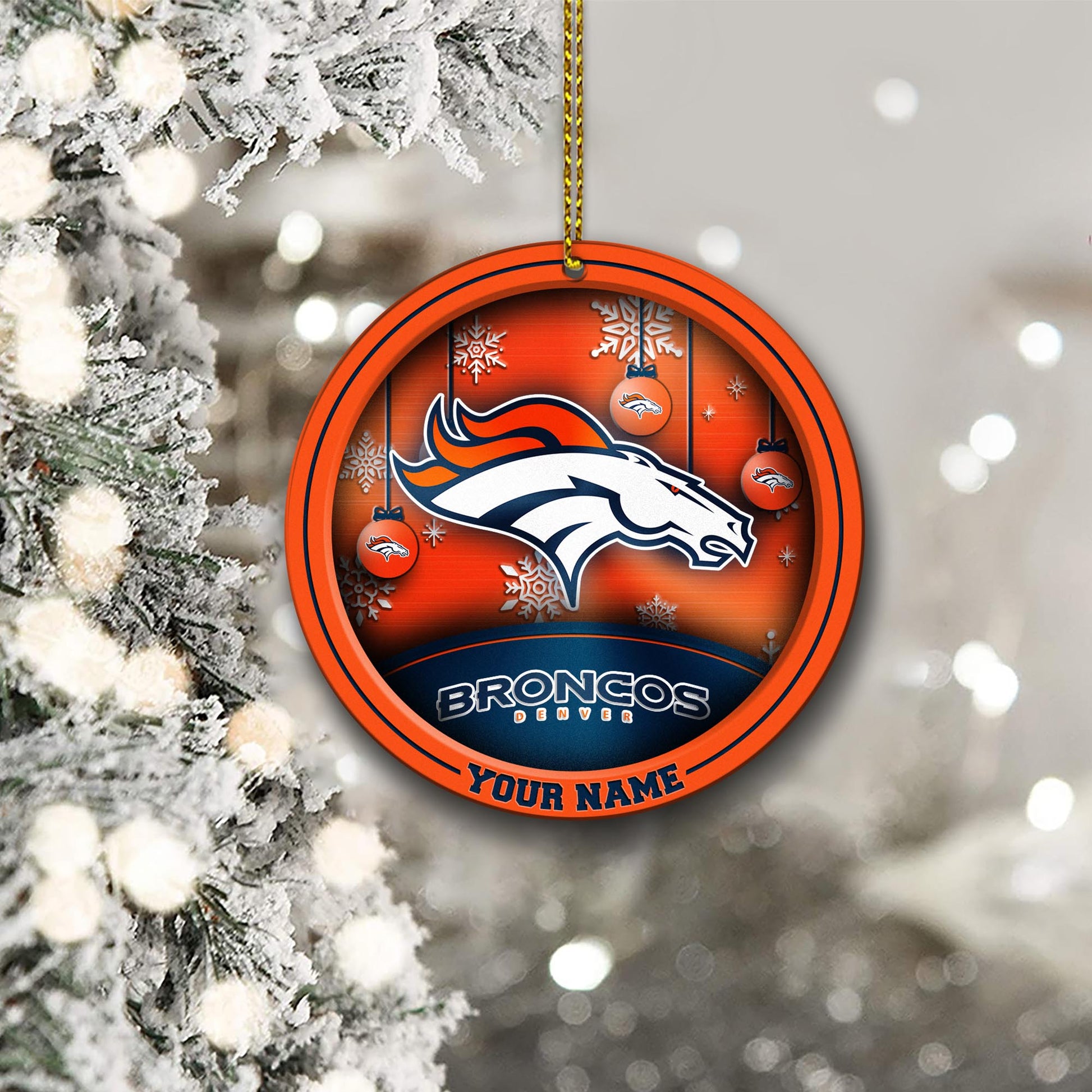 Denver Broncos Circle Aluminium Custom Ornament 2 Side Trending New Arrivals H52912 ETUG311023