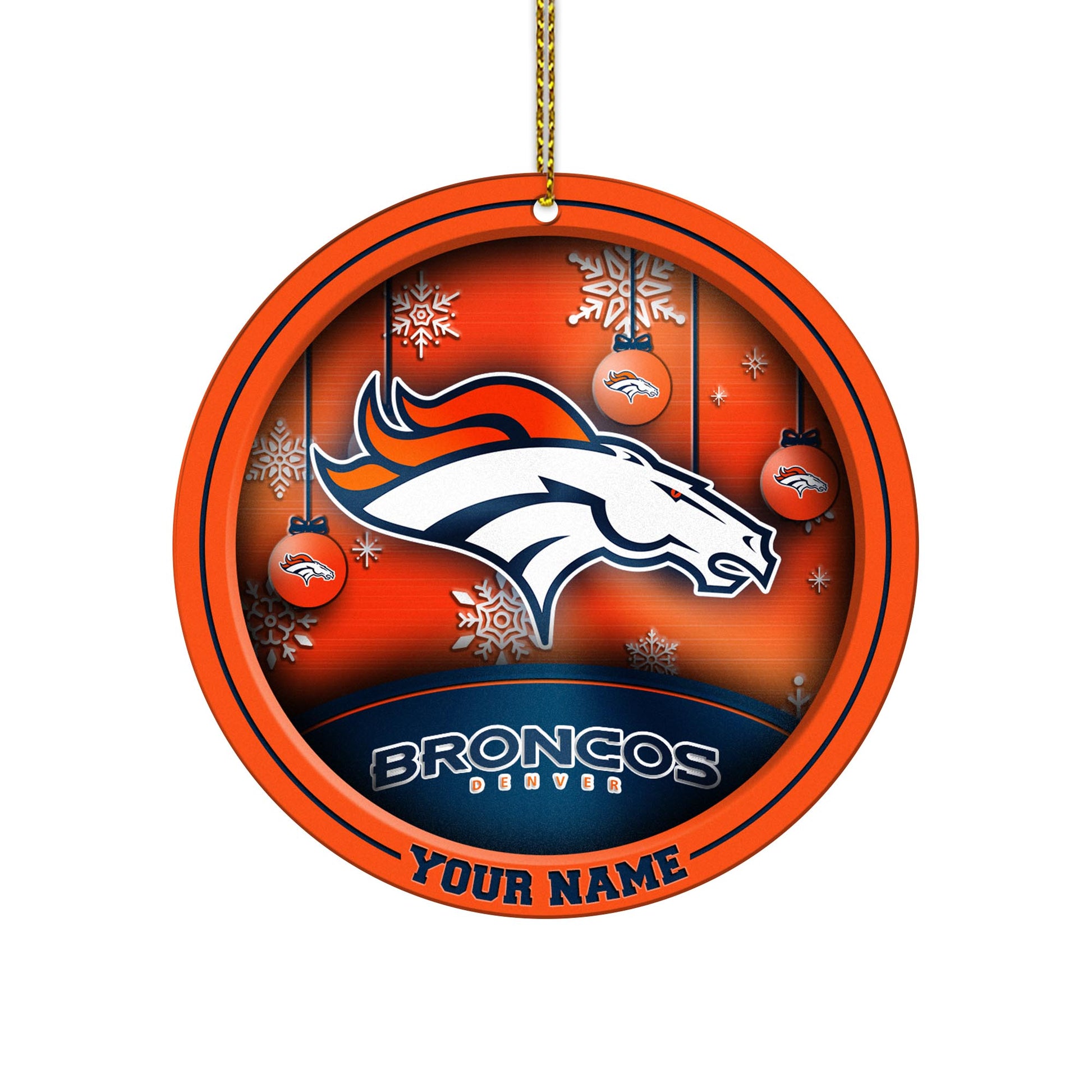 Denver Broncos Circle Aluminium Custom Ornament 2 Side Trending New Arrivals H52912 ETUG311023