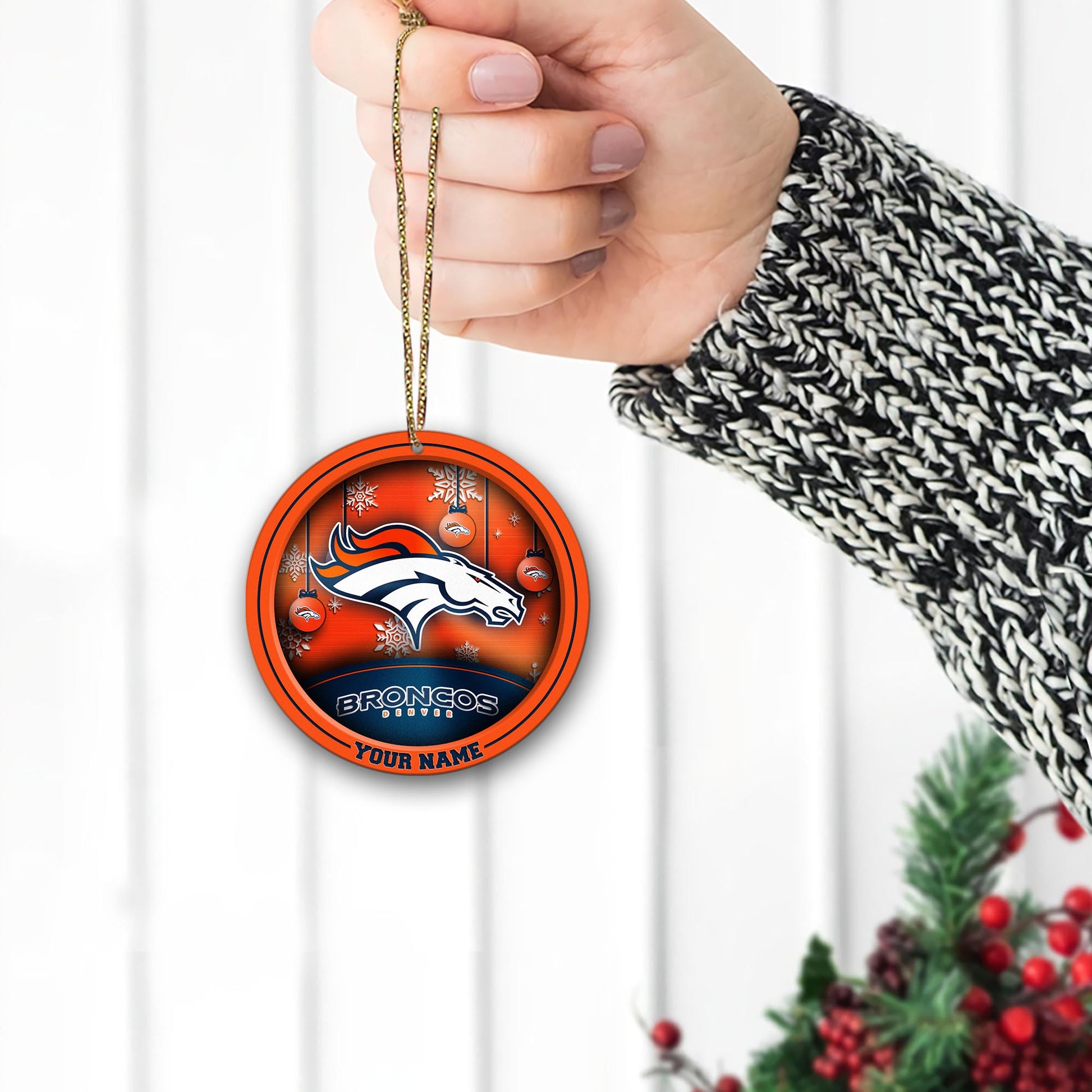 Denver Broncos Circle Aluminium Custom Ornament 2 Side Trending New Arrivals H52912 ETUG311023