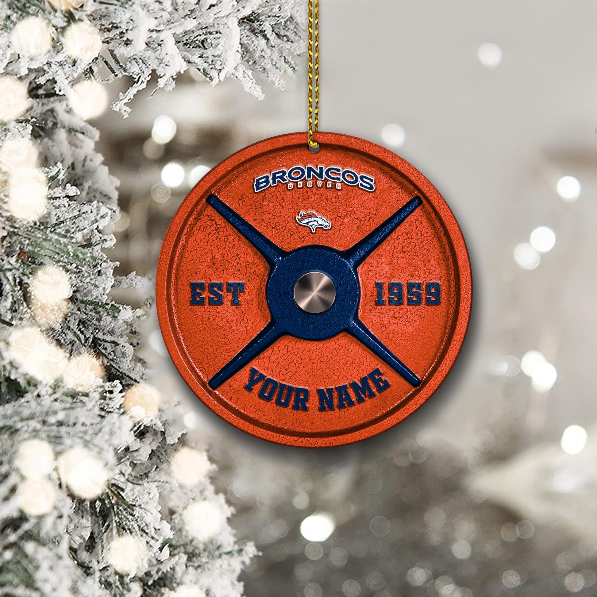 Denver Broncos Fitness Circle Aluminium Custom Ornament 2 Side Trending New Arrivals H52884 ETUG311023