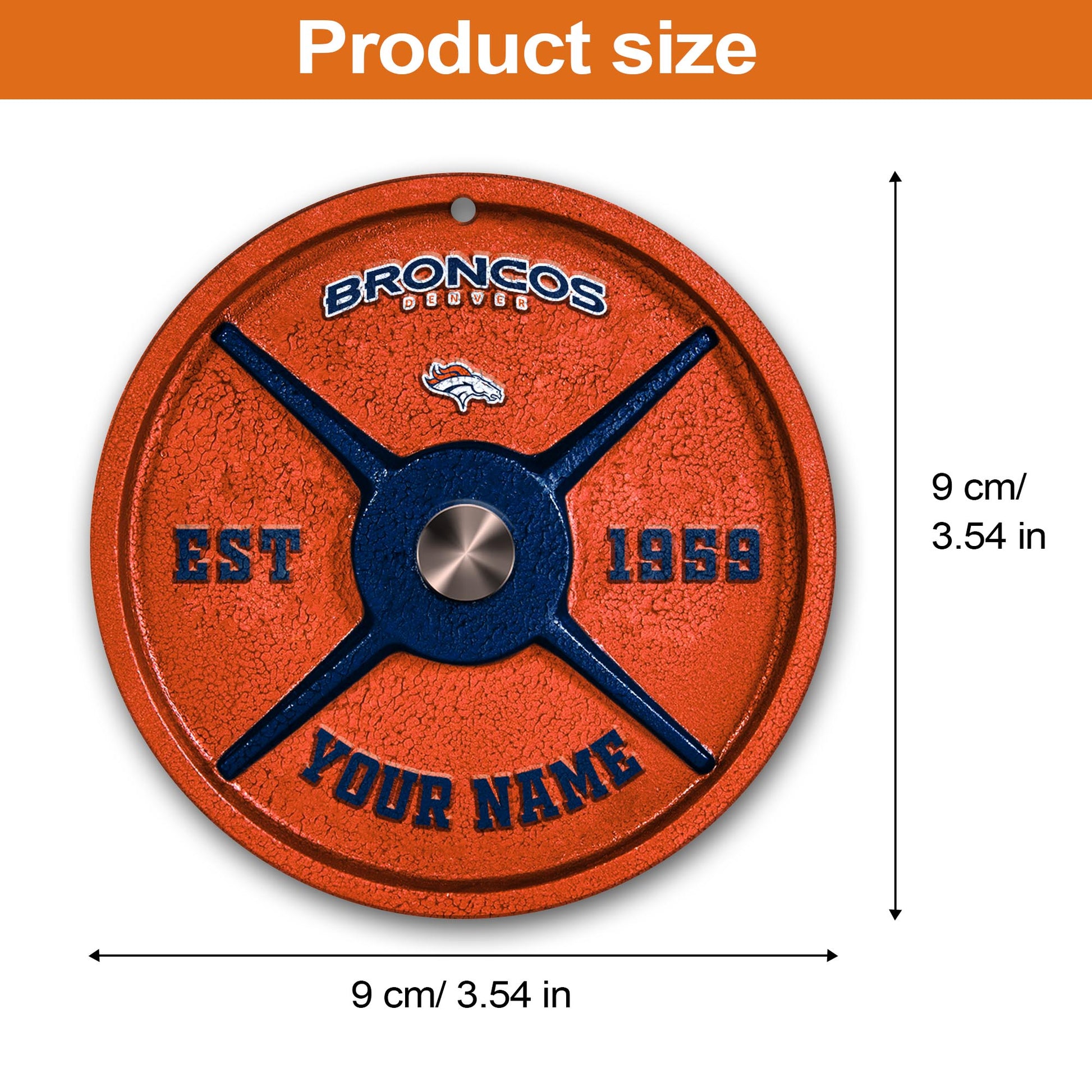 Denver Broncos Fitness Circle Aluminium Custom Ornament 2 Side Trending New Arrivals H52884 ETUG311023