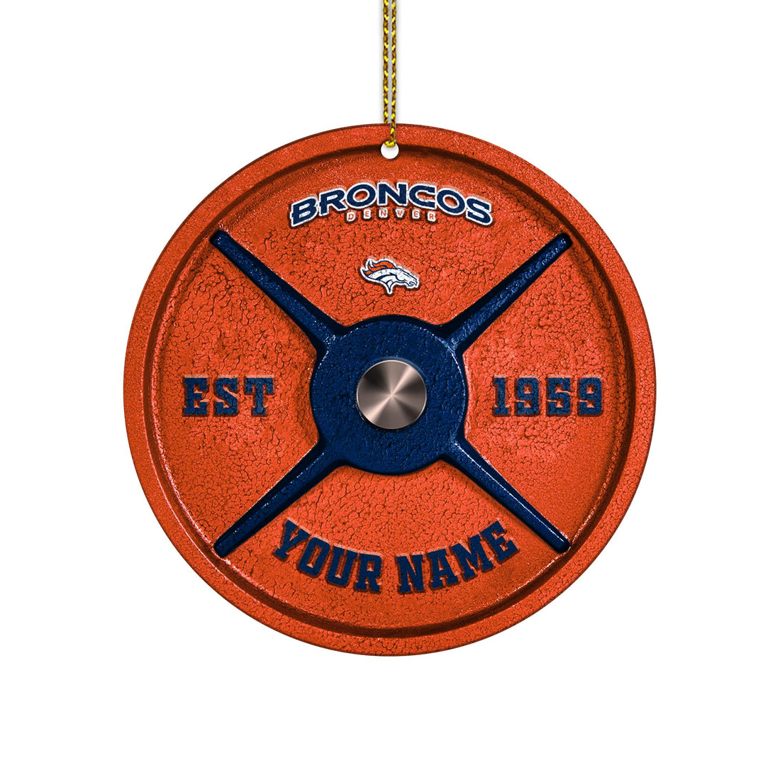 Denver Broncos Fitness Circle Aluminium Custom Ornament 2 Side Trending New Arrivals H52884 ETUG311023