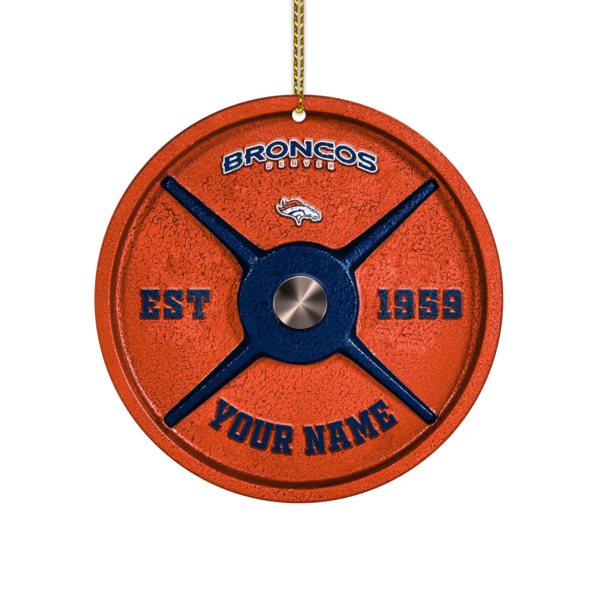 Denver Broncos Fitness Circle Aluminium Custom Ornament 2 Side Trending New Arrivals H52884 ETUG311023