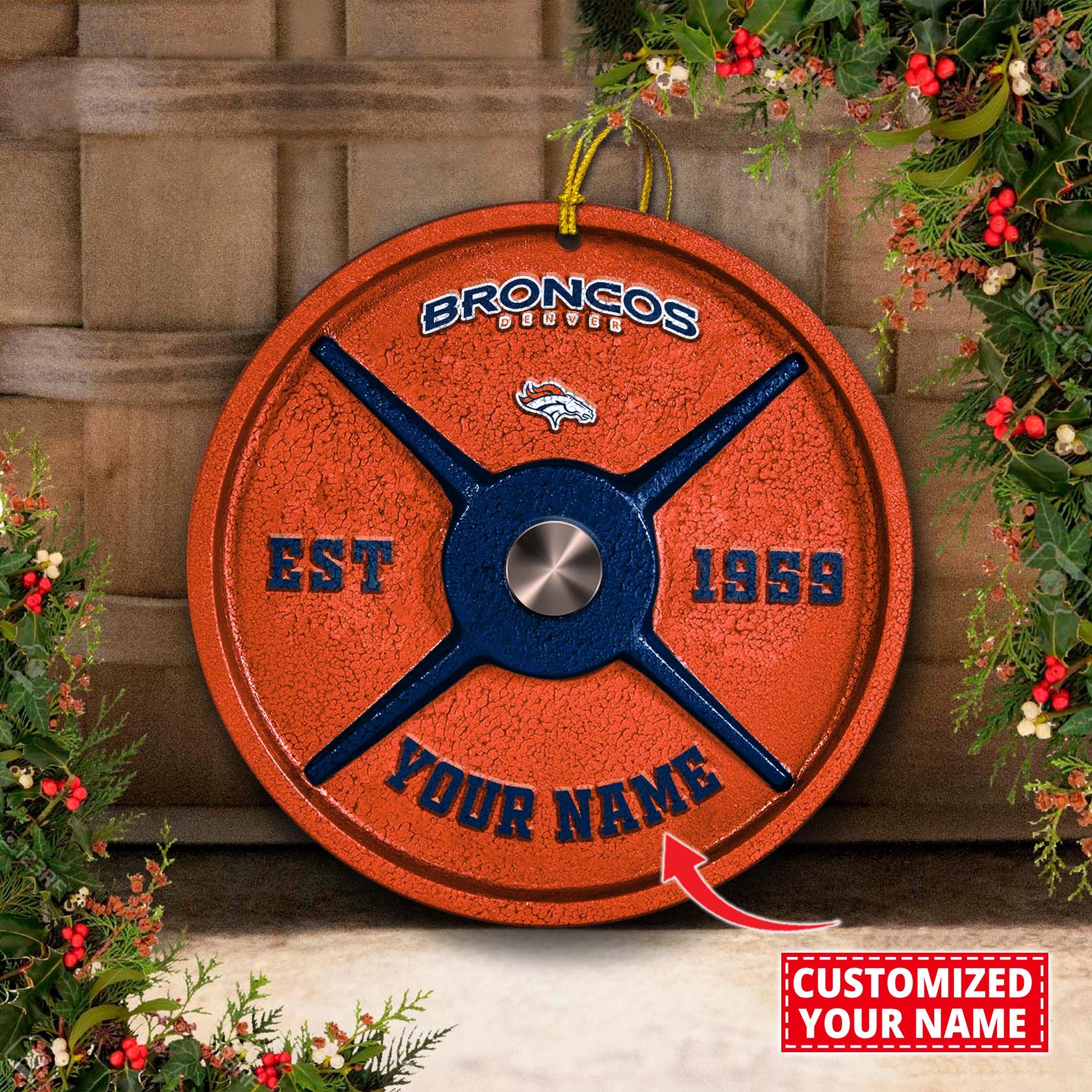 Denver Broncos Fitness Circle Aluminium Custom Ornament 2 Side Trending New Arrivals H52884 ETUG311023