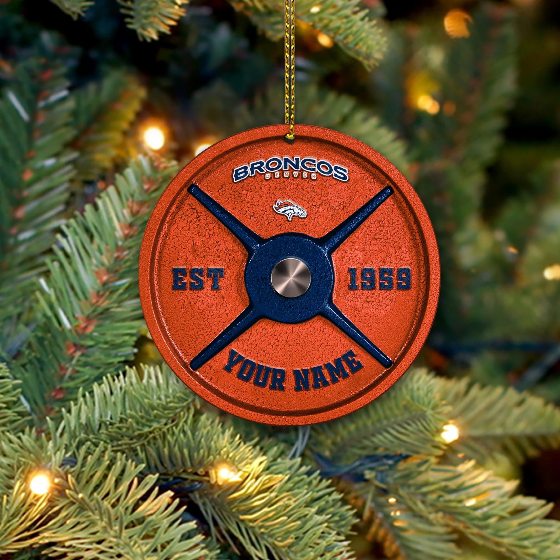 Denver Broncos Fitness Circle Aluminium Custom Ornament 2 Side Trending New Arrivals H52884 ETUG311023