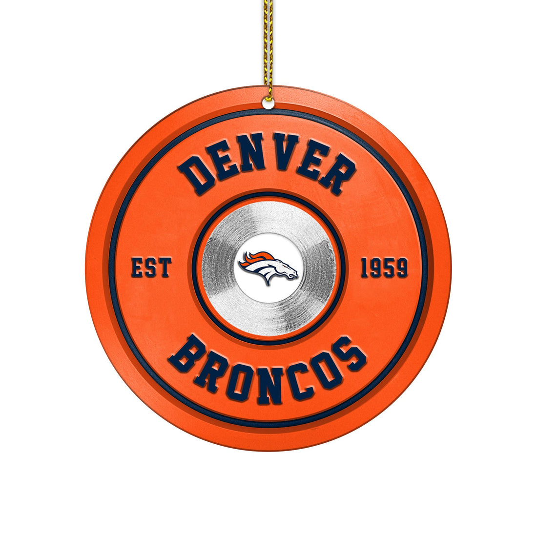 Denver Broncos Fitness Circle Aluminium Ornament 2 Side Trending New Arrivals H52883 ETUG311023