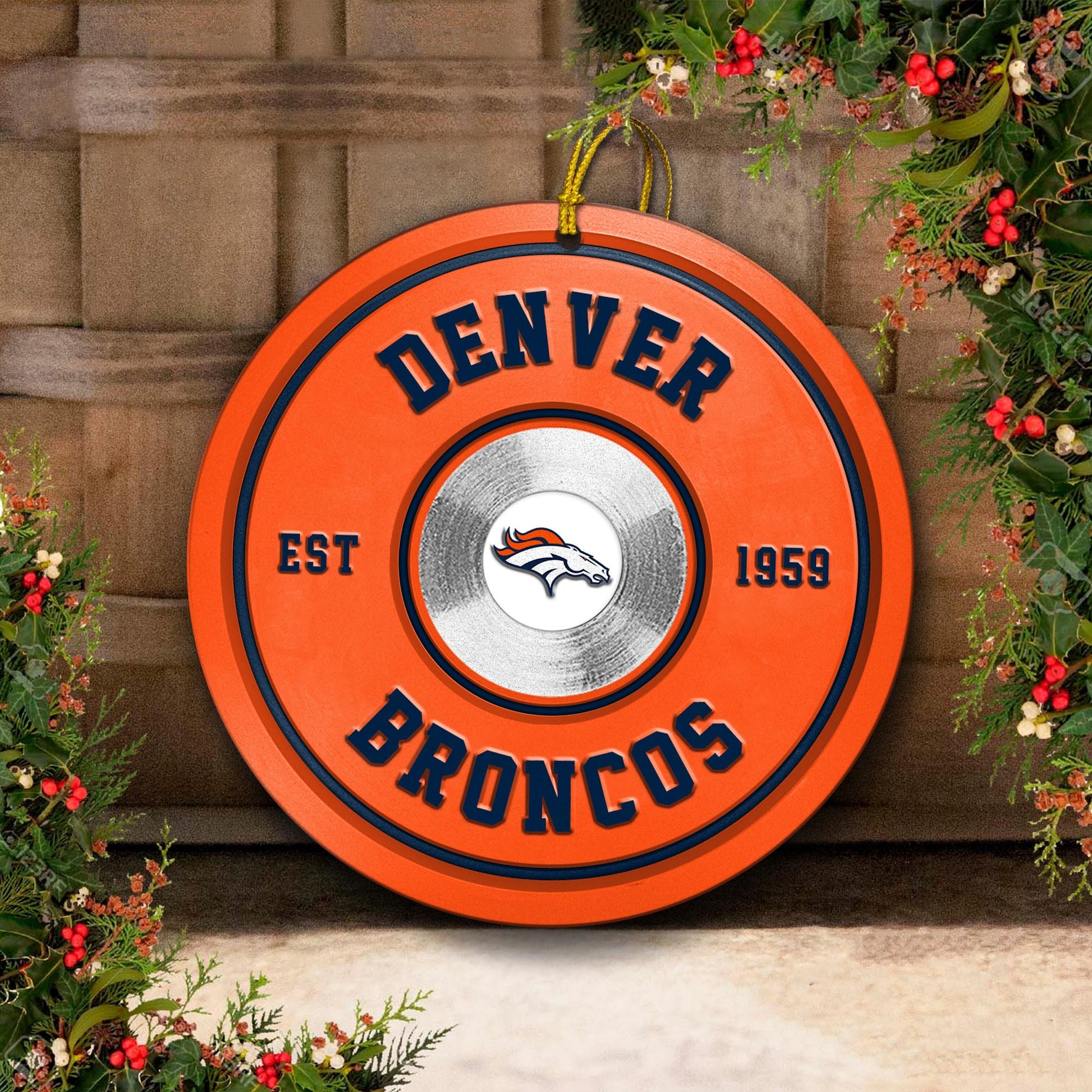 Denver Broncos Fitness Circle Aluminium Ornament 2 Side Trending New Arrivals H52883 ETUG311023