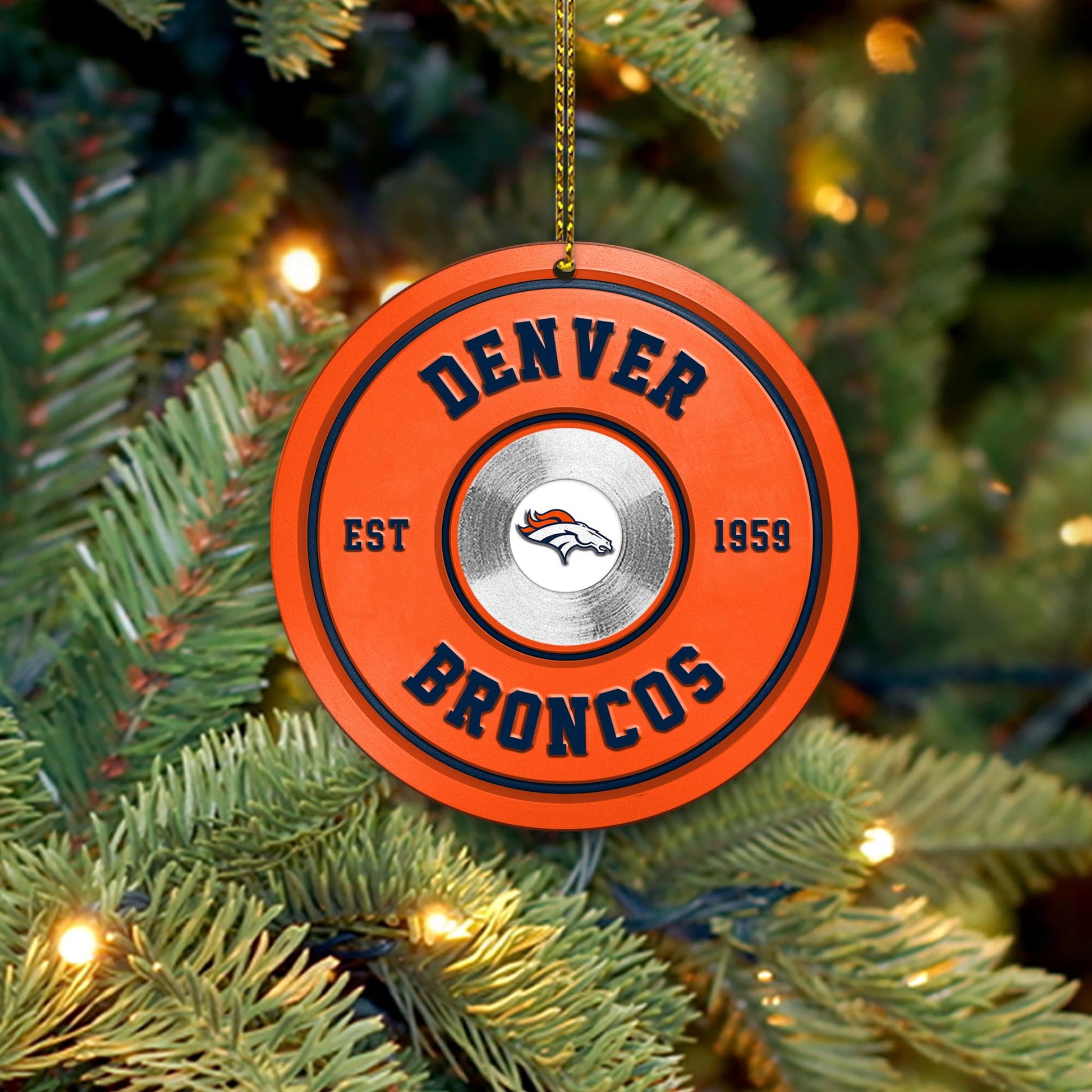Denver Broncos Fitness Circle Aluminium Ornament 2 Side Trending New Arrivals H52883 ETUG311023