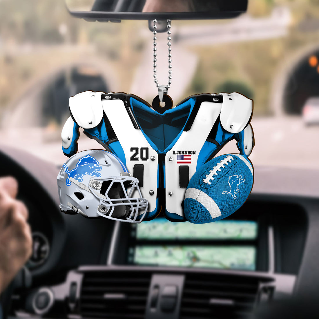 Detroit Lions Car Ornament Custom Name And Number, Sport Ornament , Sport Decorations ETRG-52166