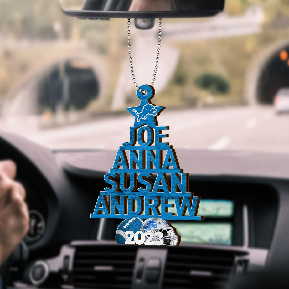 Detroit Lions Car Ornament Custom Names And Choose Number Of Names, Sport Team And Christmas Tree Ornament ETRG-52189