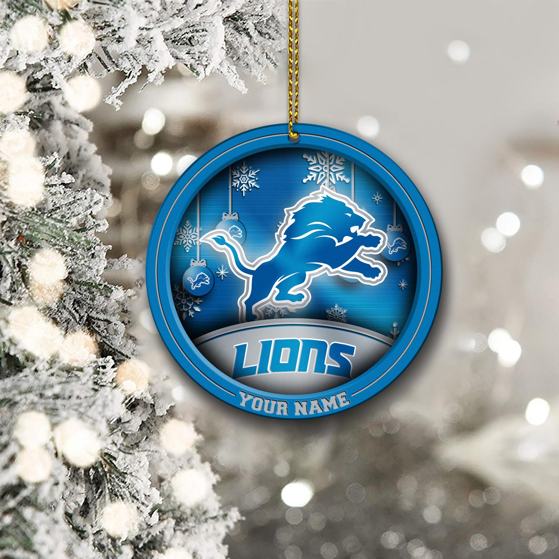 Detroit Lions Circle Aluminium Custom Ornament 2 Side Trending New Arrivals H52912 ETUG311023