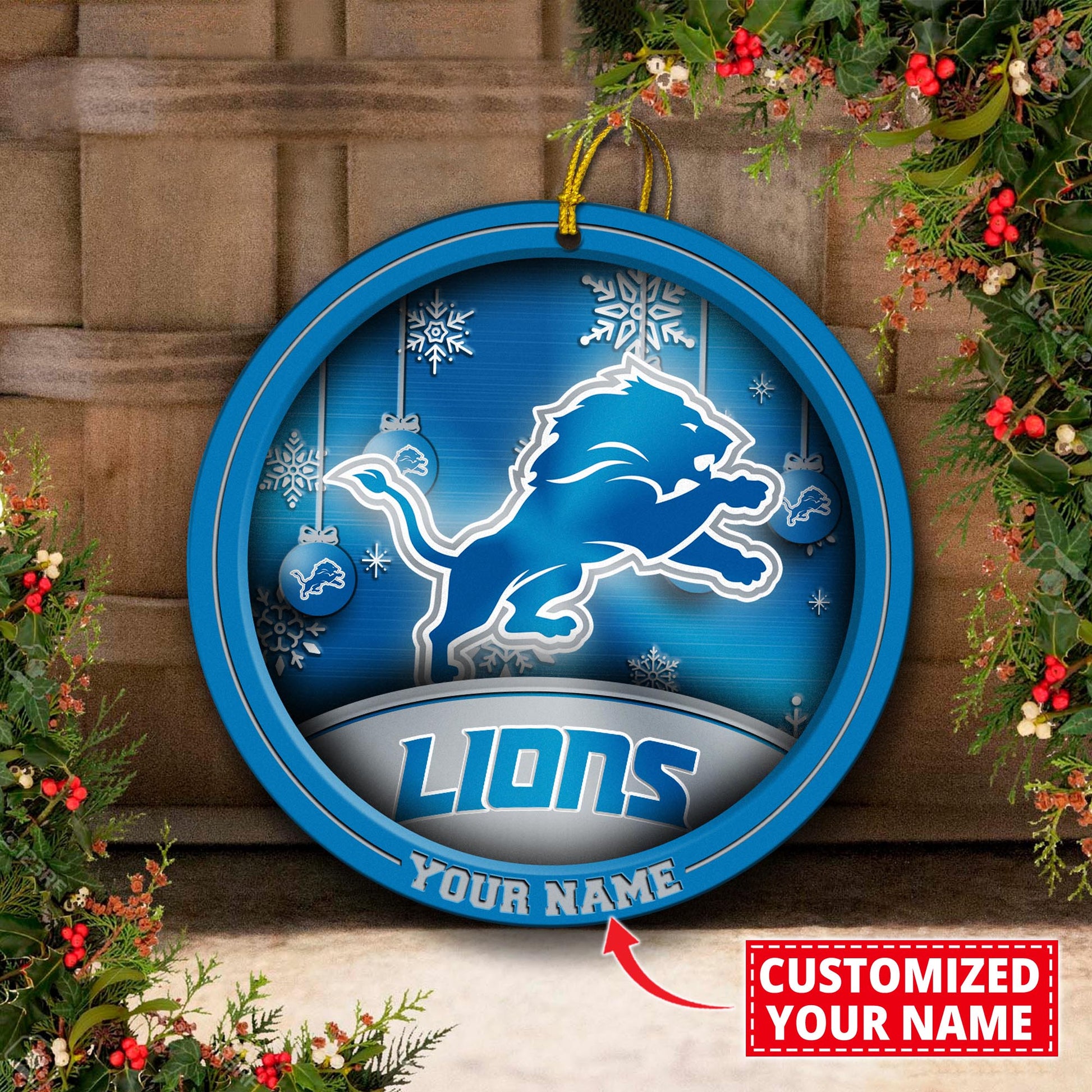 Detroit Lions Circle Aluminium Custom Ornament 2 Side Trending New Arrivals H52912 ETUG311023