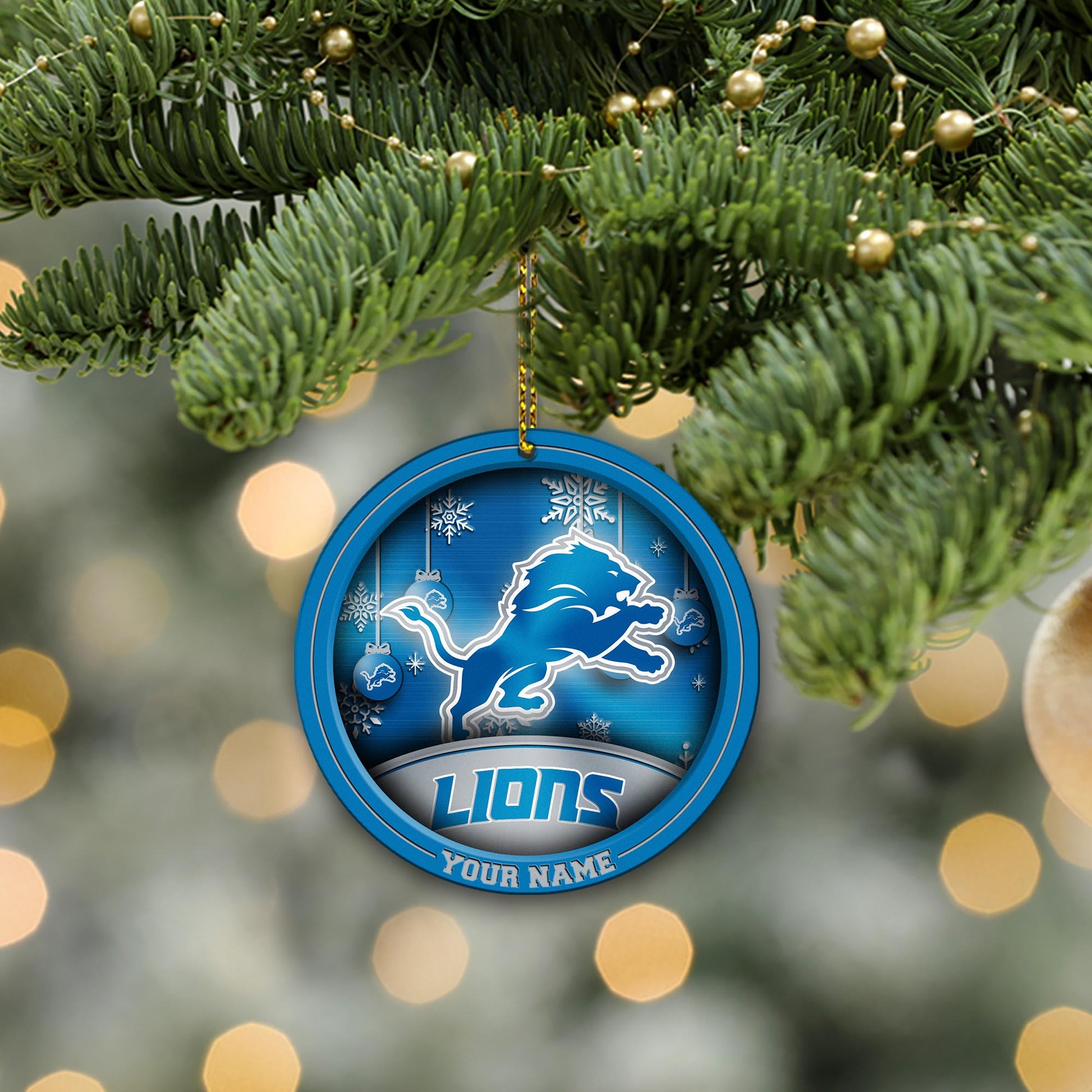 Detroit Lions Circle Aluminium Custom Ornament 2 Side Trending New Arrivals H52912 ETUG311023