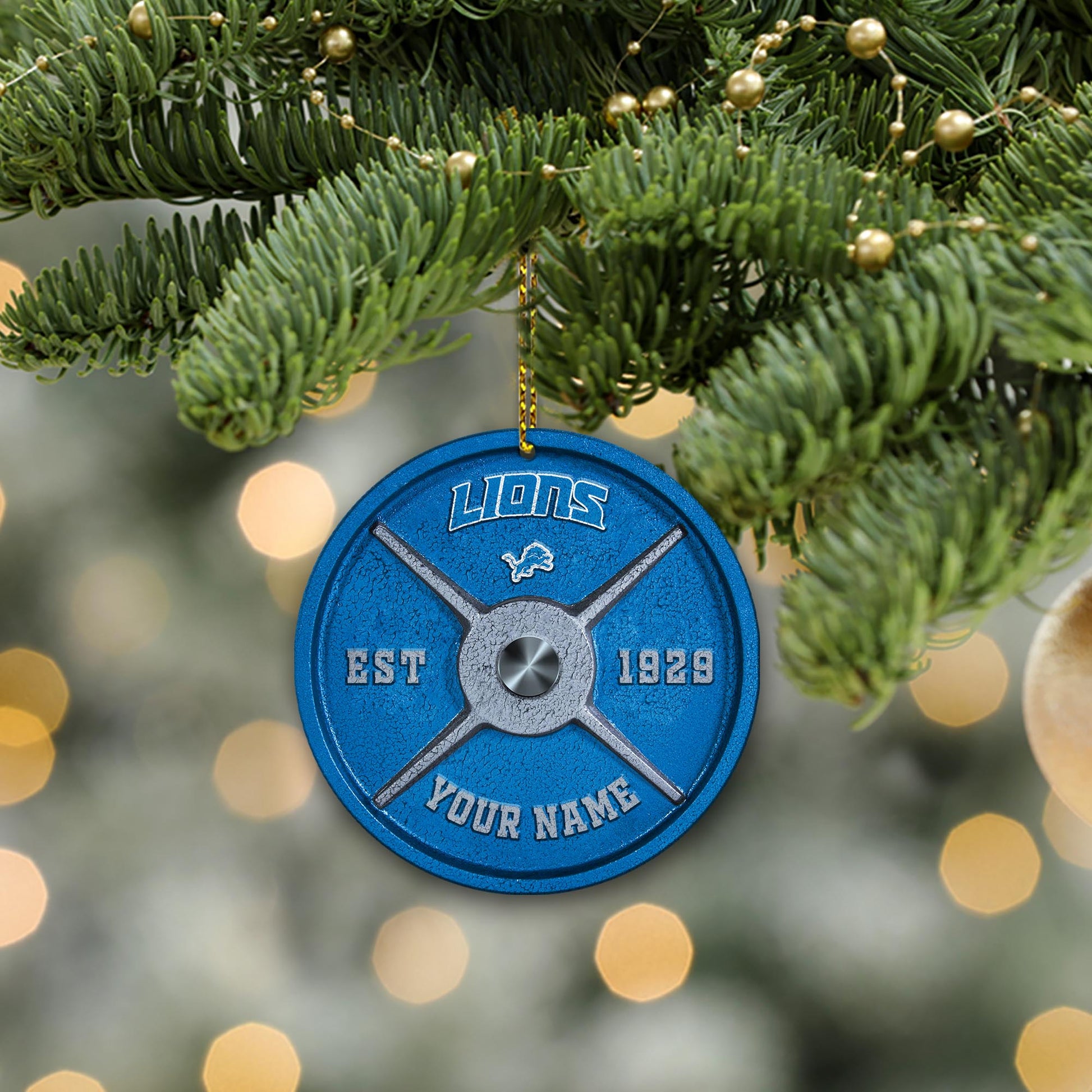 Detroit Lions Fitness Circle Aluminium Custom Ornament 2 Side Trending New Arrivals H52884 ETUG311023