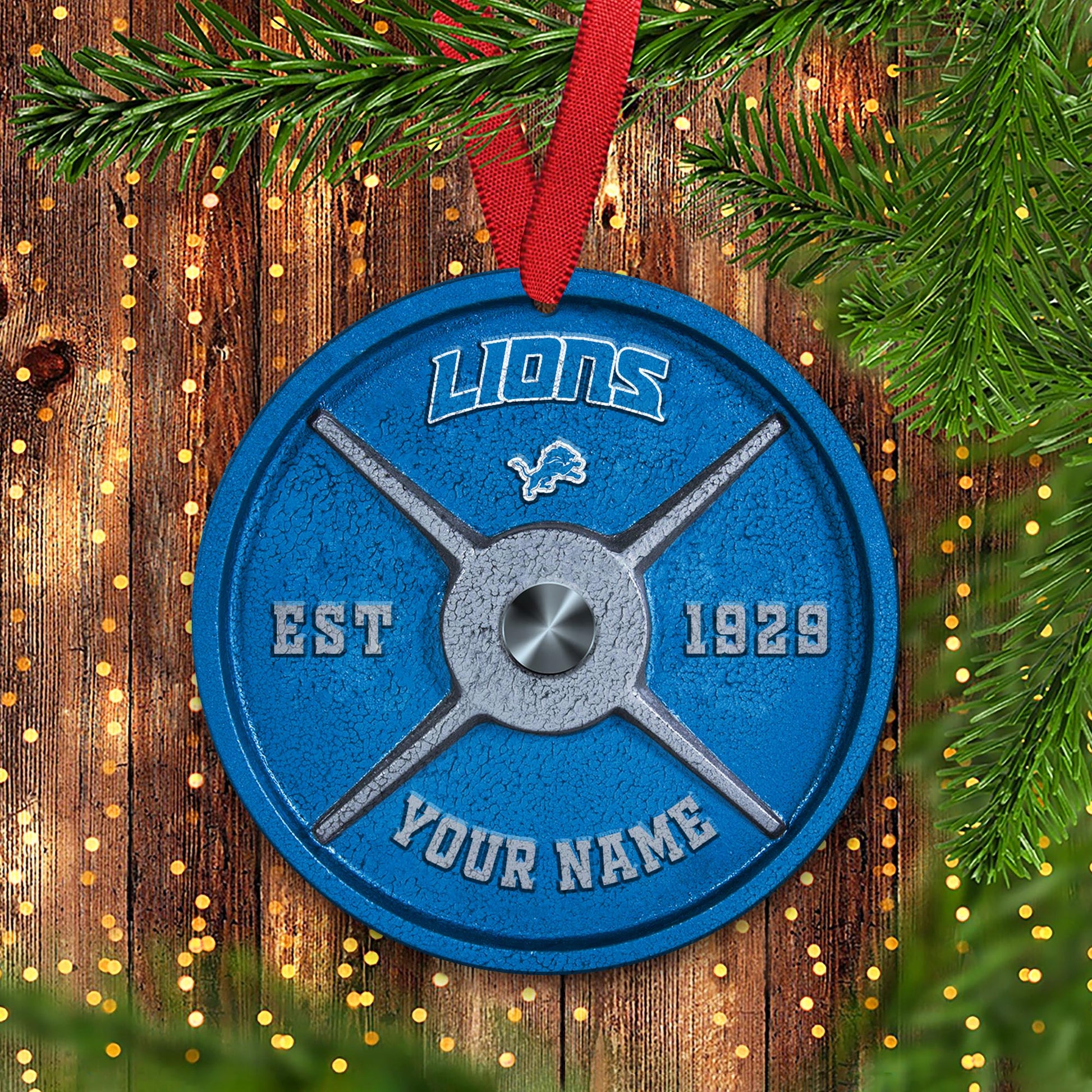 Detroit Lions Fitness Circle Aluminium Custom Ornament 2 Side Trending New Arrivals H52884 ETUG311023