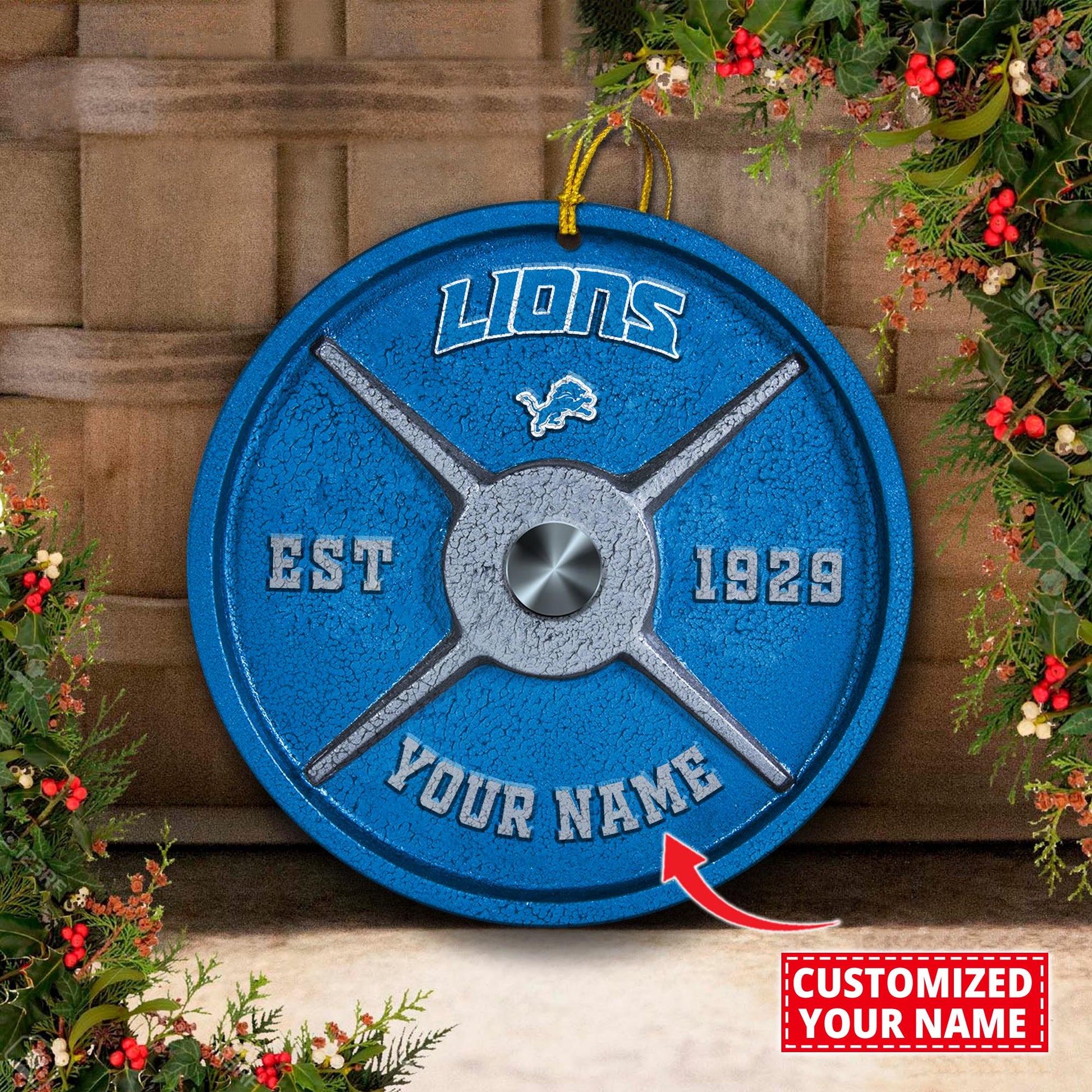 Detroit Lions Fitness Circle Aluminium Custom Ornament 2 Side Trending New Arrivals H52884 ETUG311023