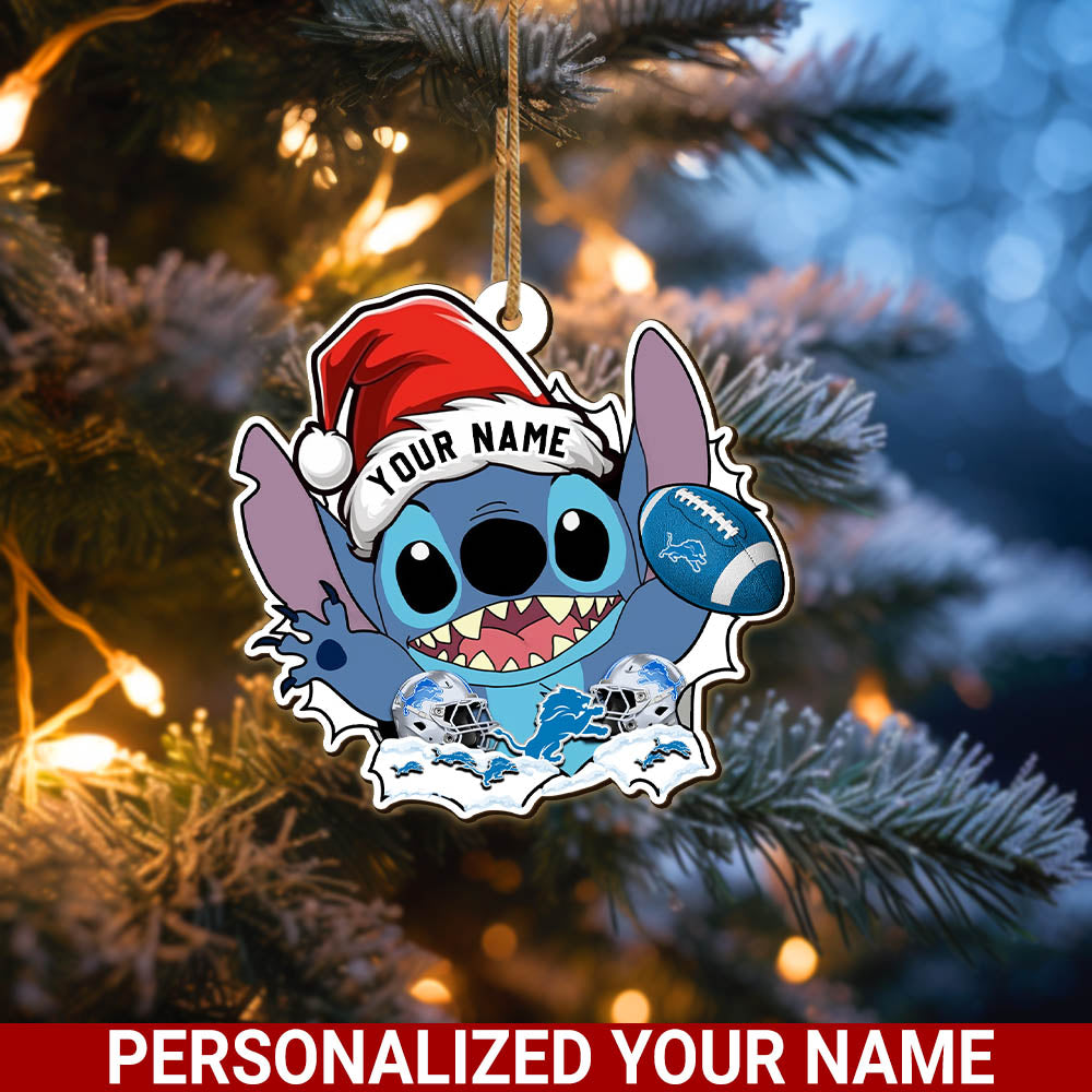 Detroit Lions Wooden Ornament Personalized Your Name, Football Team With St Ornament, Christmas Ornament Gift, Football Fan Gifts ETHY-52632