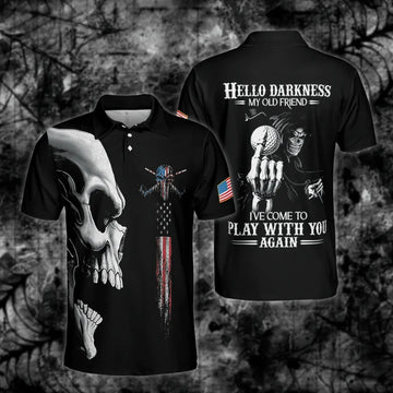 Hello Darkness Golf Skull Polo Shirt For Men